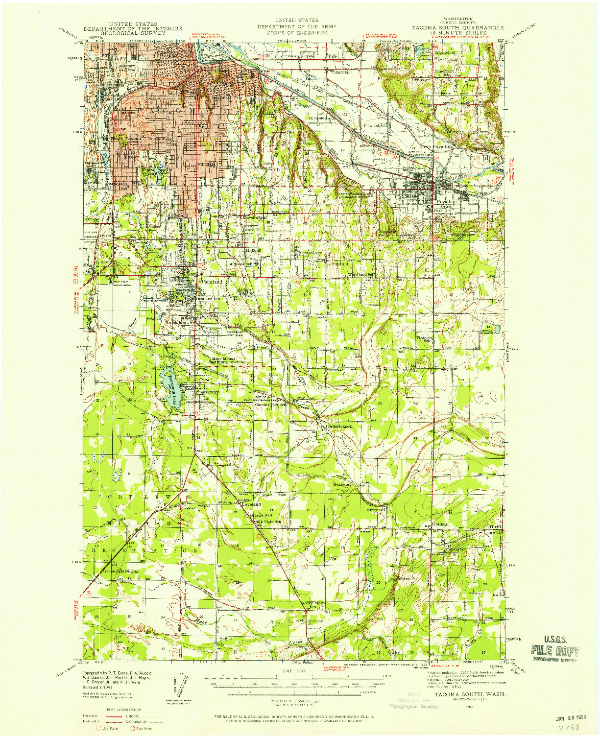 USGS 1:62500-SCALE QUADRANGLE FOR TACOMA SOUTH, WA 1941