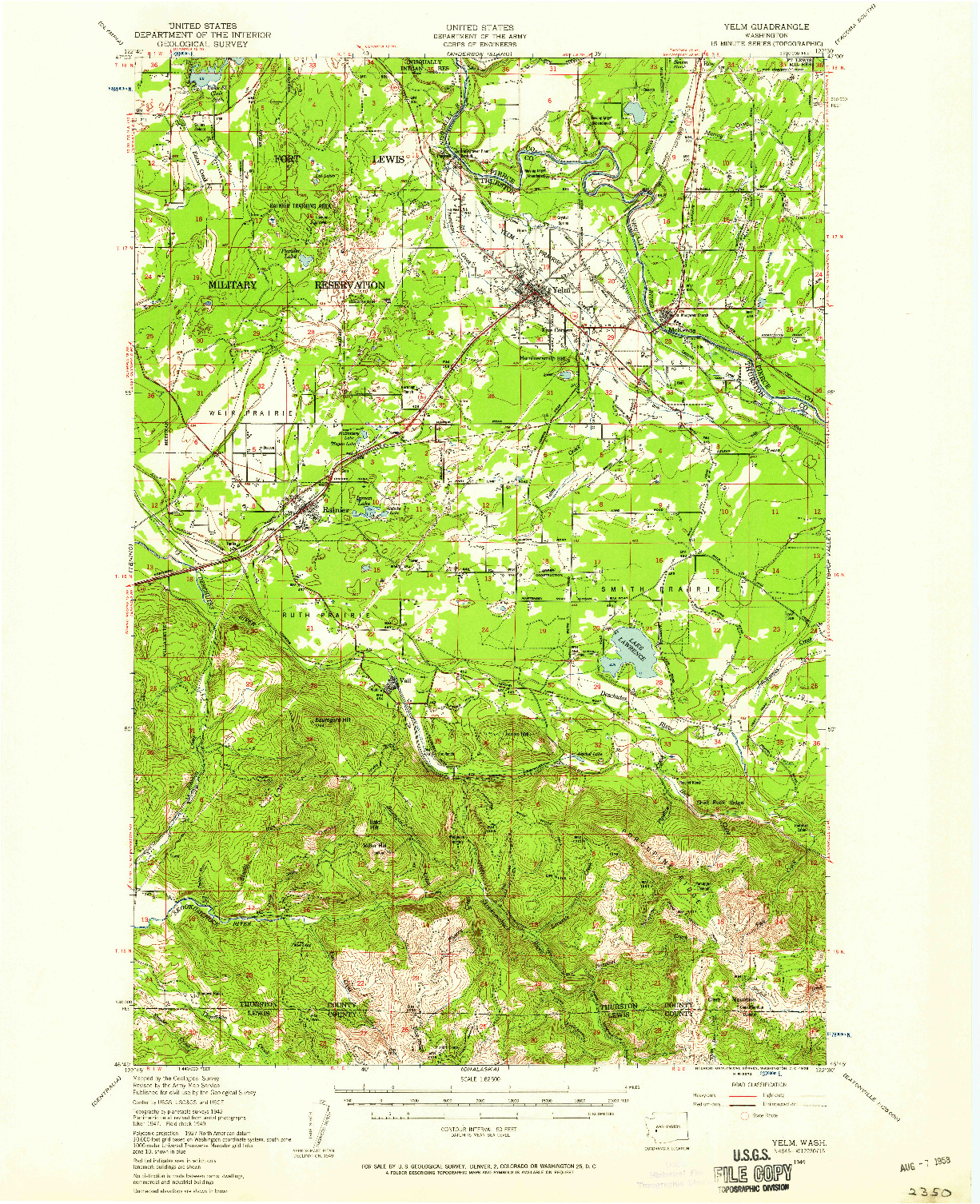USGS 1:62500-SCALE QUADRANGLE FOR YELM, WA 1949