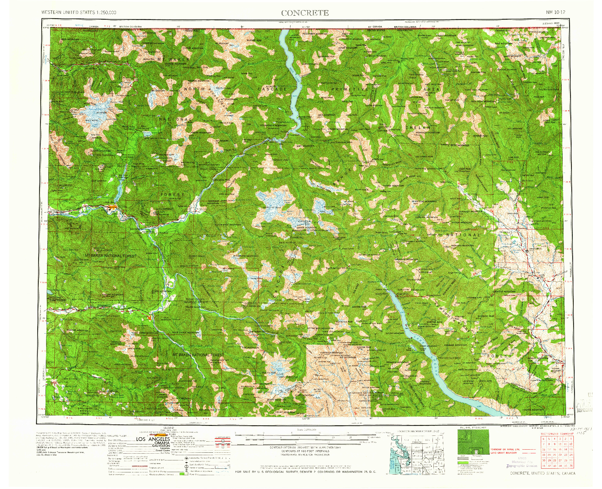 USGS 1:250000-SCALE QUADRANGLE FOR CONCRETE, WA 1958