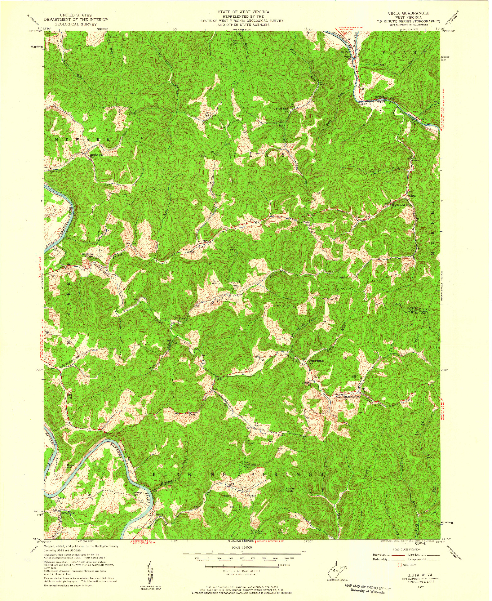 USGS 1:24000-SCALE QUADRANGLE FOR GIRTA, WV 1957