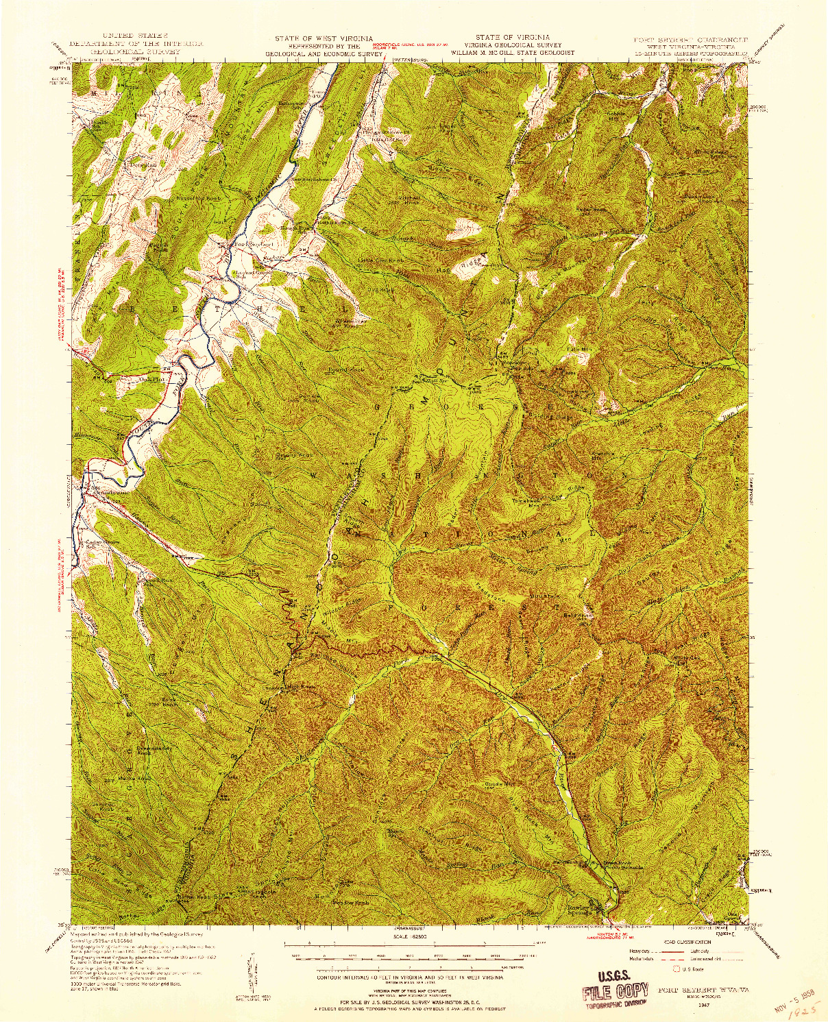 USGS 1:62500-SCALE QUADRANGLE FOR FORT SEYBERT, WV 1947