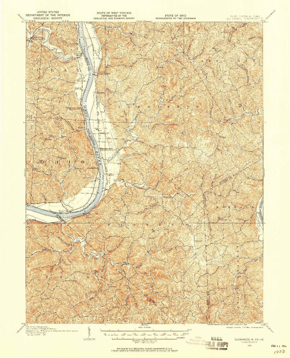 USGS 1:62500-SCALE QUADRANGLE FOR GLENWOOD, WV 1906