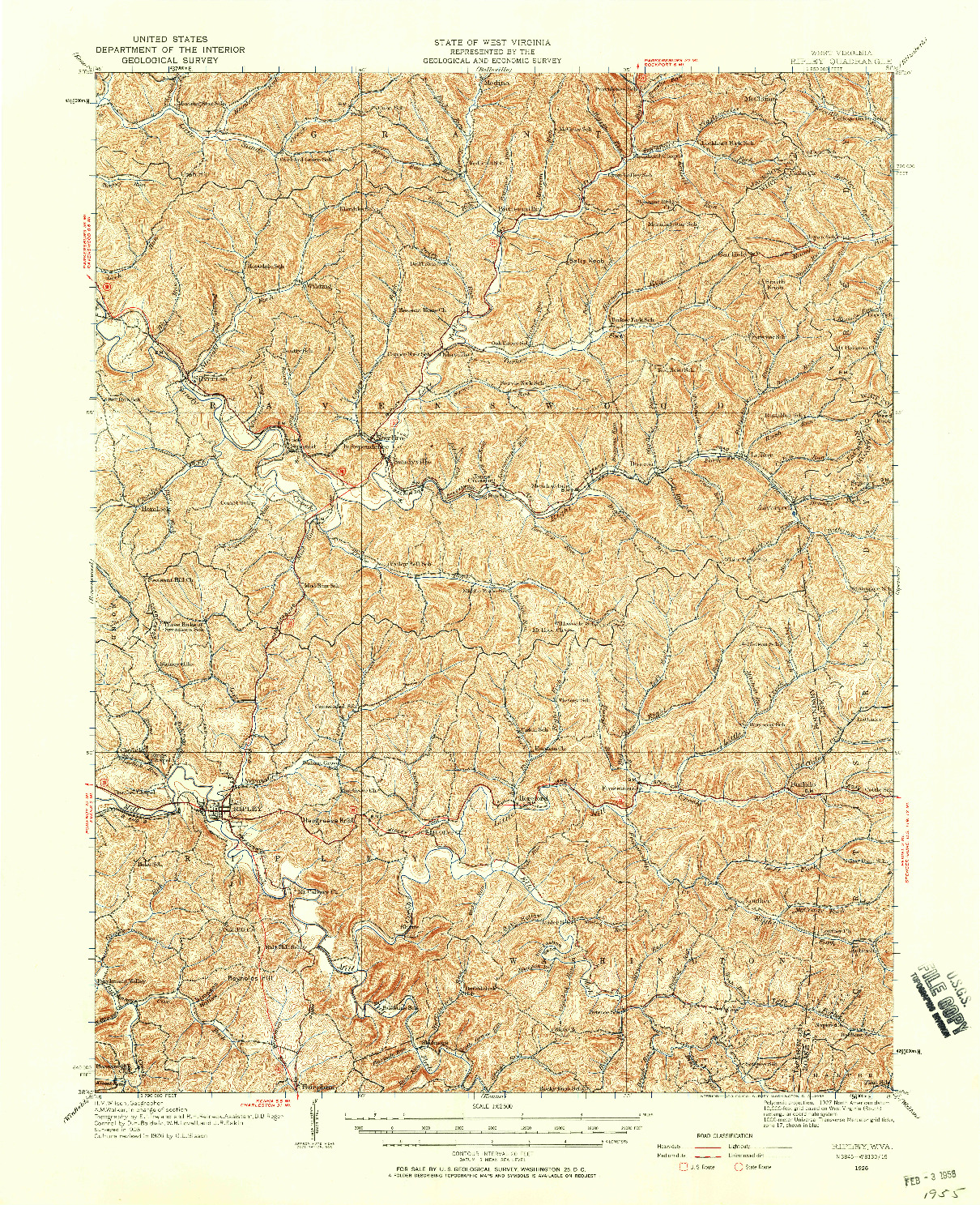 USGS 1:62500-SCALE QUADRANGLE FOR RIPLEY, WV 1926