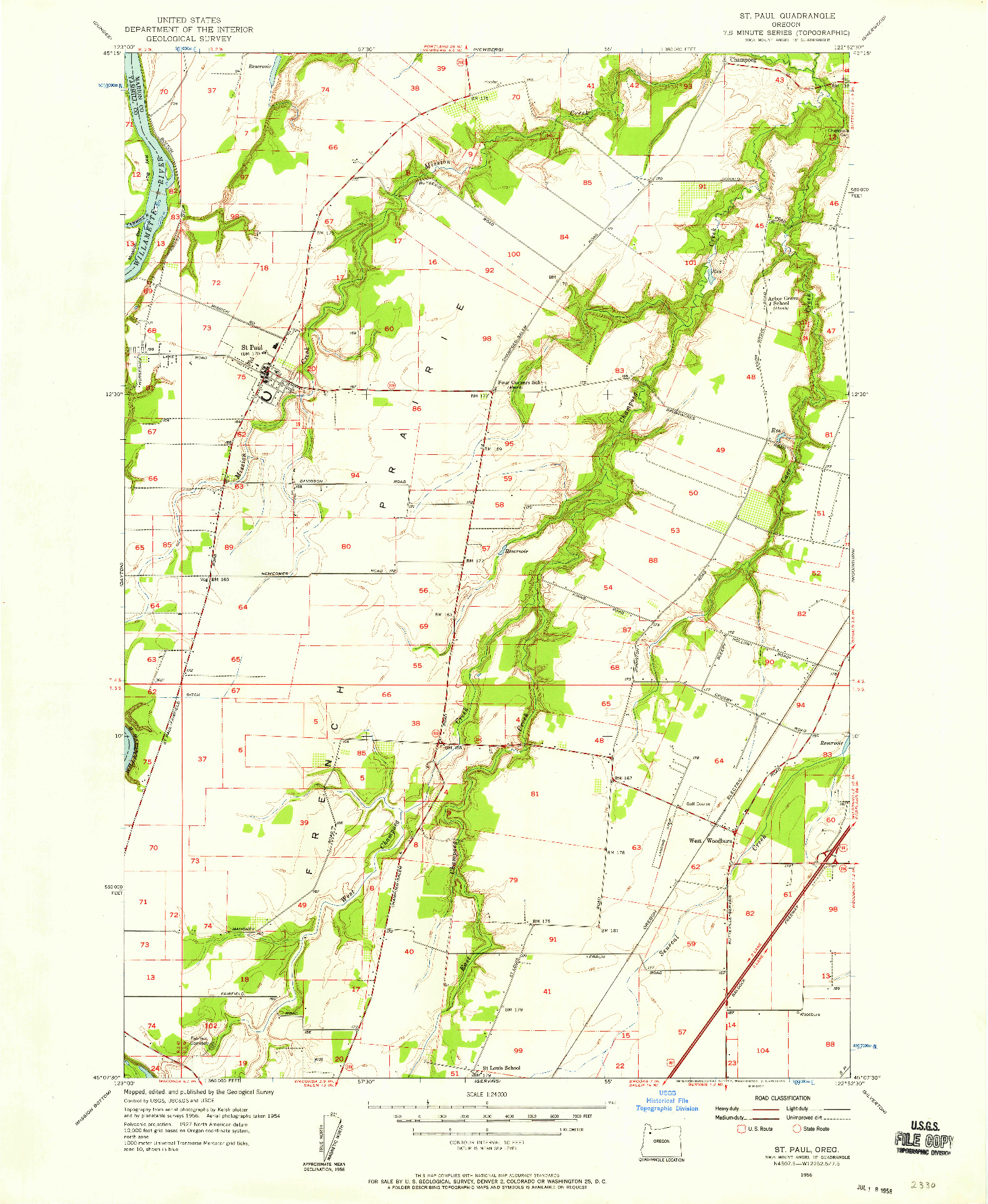 USGS 1:24000-SCALE QUADRANGLE FOR ST. PAUL, OR 1956