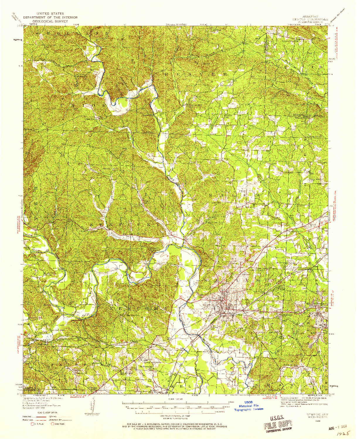 USGS 1:62500-SCALE QUADRANGLE FOR BENTON, AR 1938