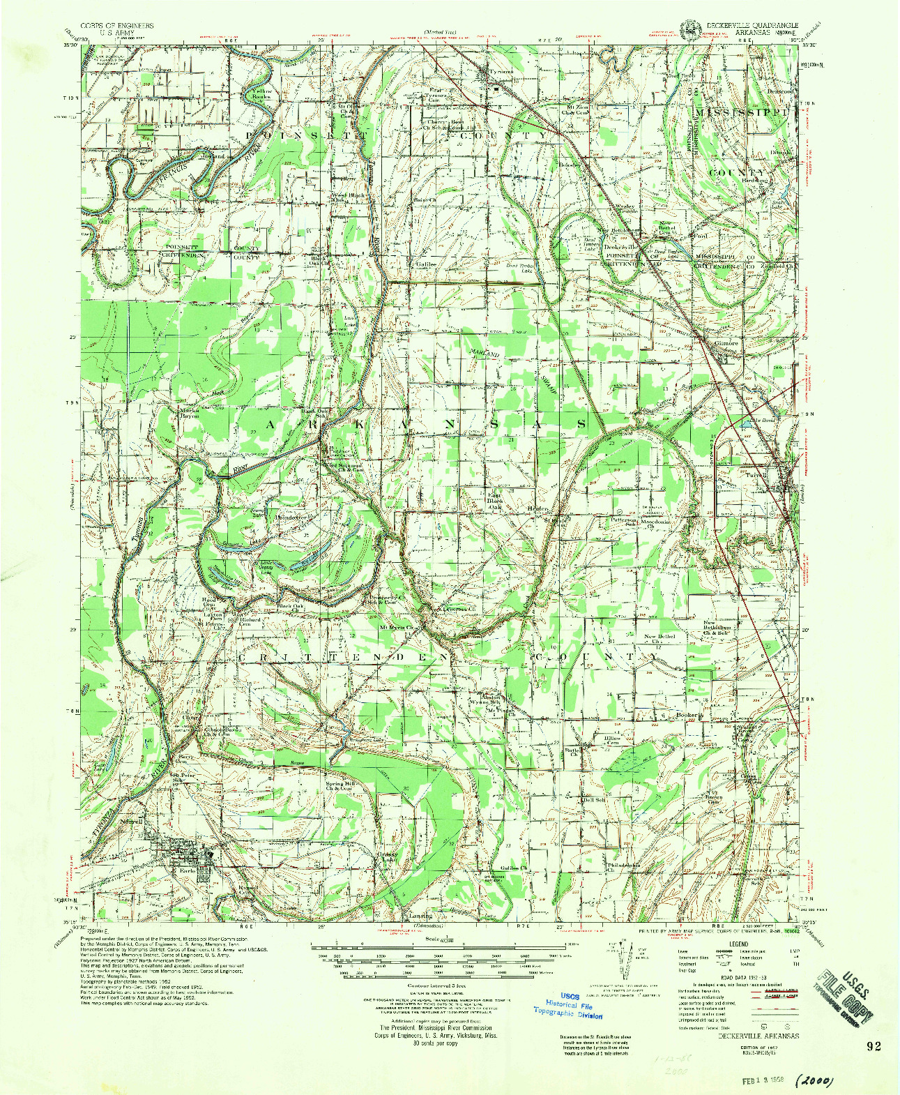 USGS 1:62500-SCALE QUADRANGLE FOR DECKERVILLE, AR 1957