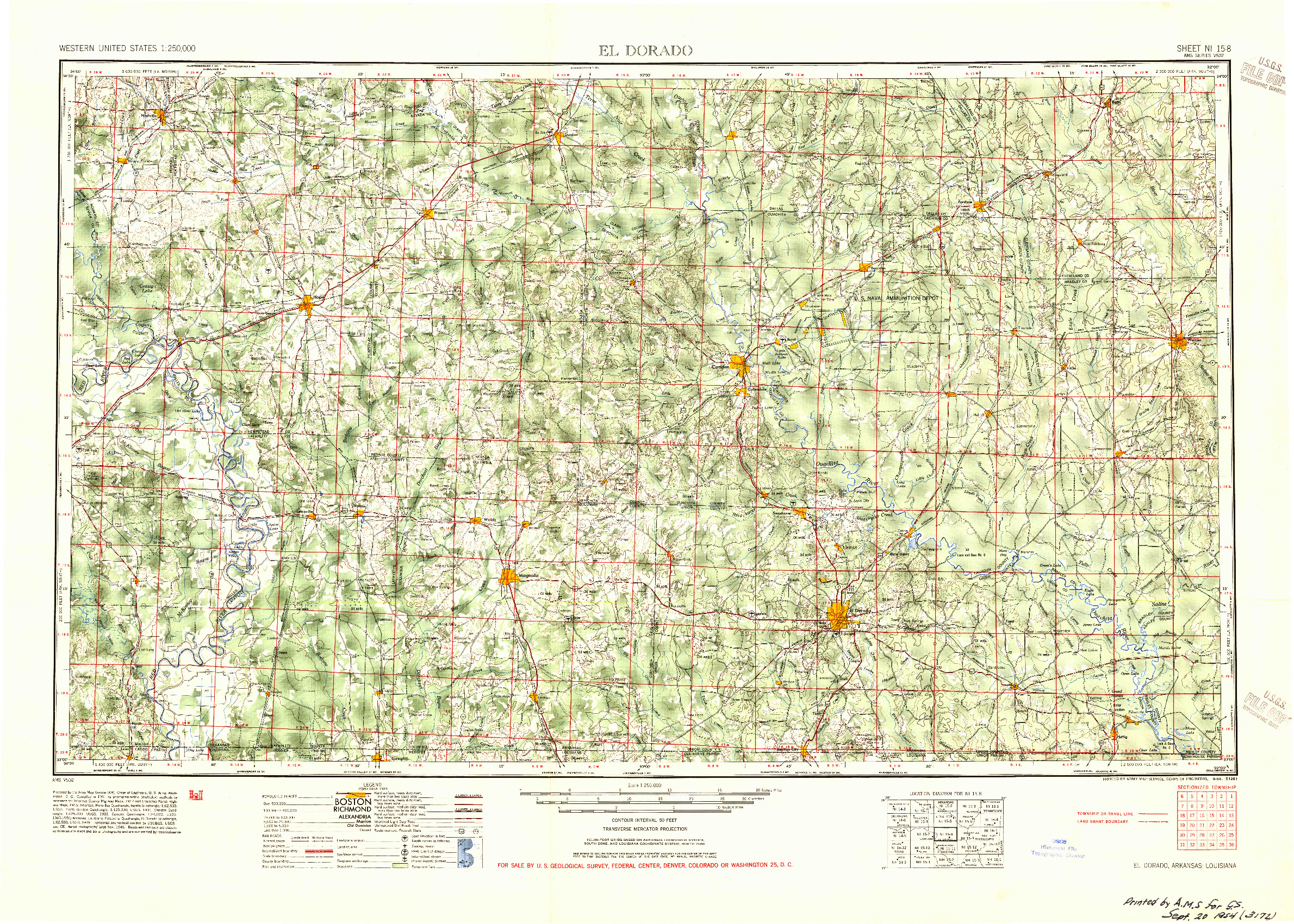 USGS 1:250000-SCALE QUADRANGLE FOR EL DORADO, AR 1958