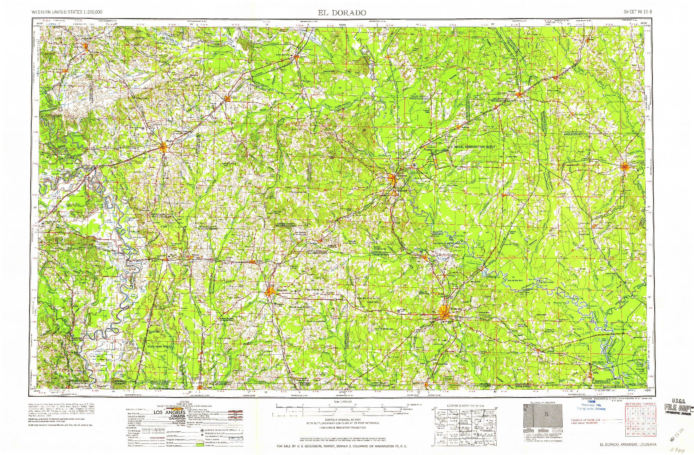 USGS 1:250000-SCALE QUADRANGLE FOR EL DORADO, AR 1958