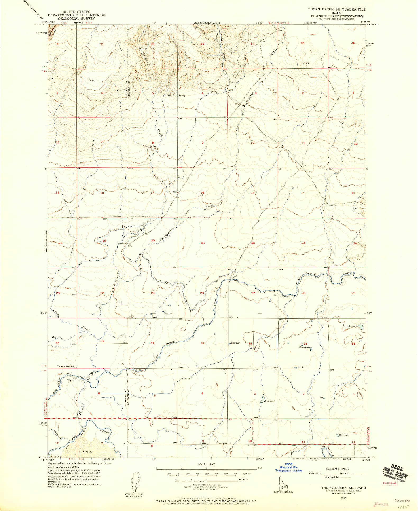 USGS 1:24000-SCALE QUADRANGLE FOR THORN CREEK SE, ID 1957