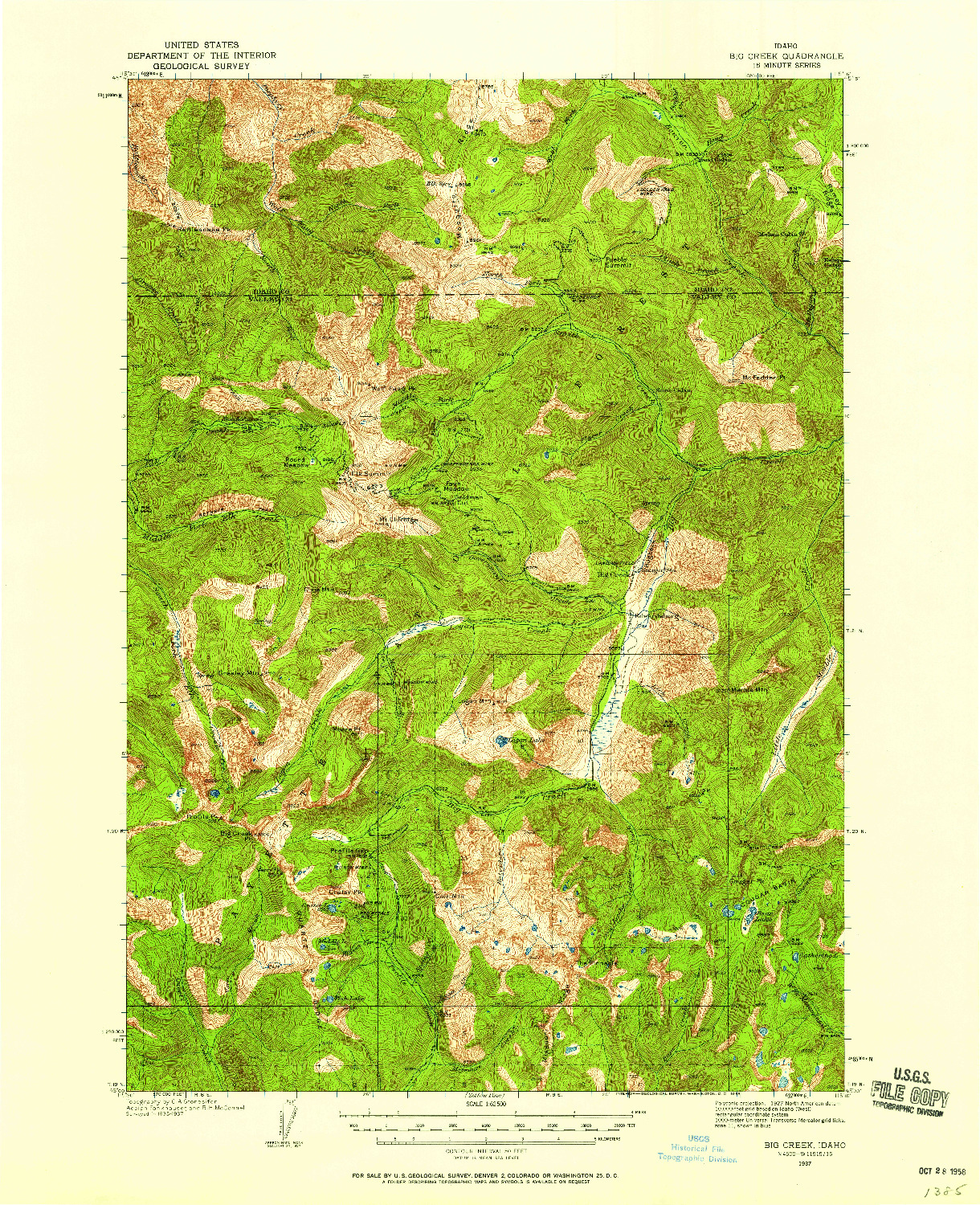 USGS 1:62500-SCALE QUADRANGLE FOR BIG CREEK, ID 1937