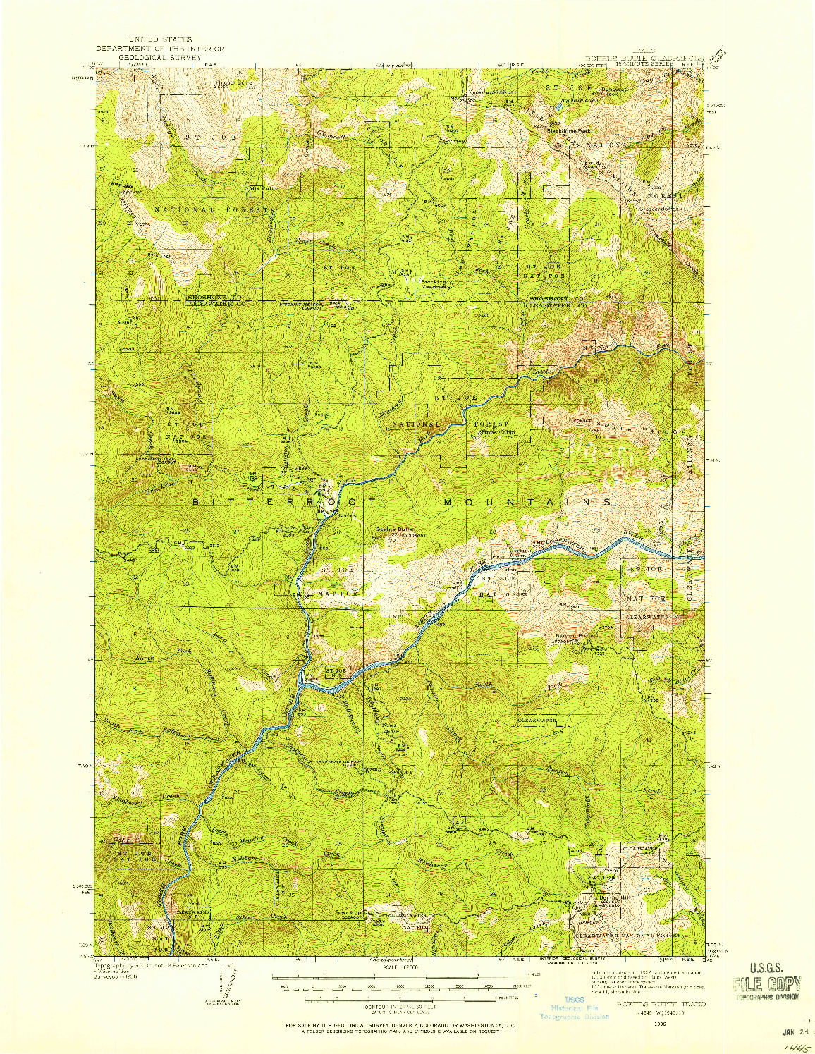 USGS 1:62500-SCALE QUADRANGLE FOR BOEHLS BUTTE, ID 1936