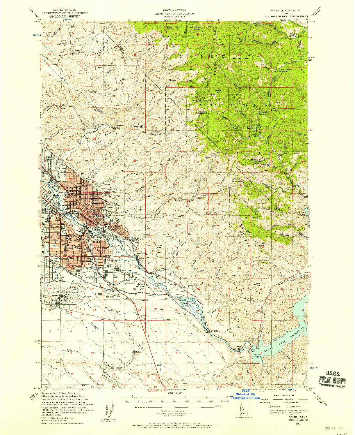 USGS 1:62500-SCALE QUADRANGLE FOR BOISE, ID 1954