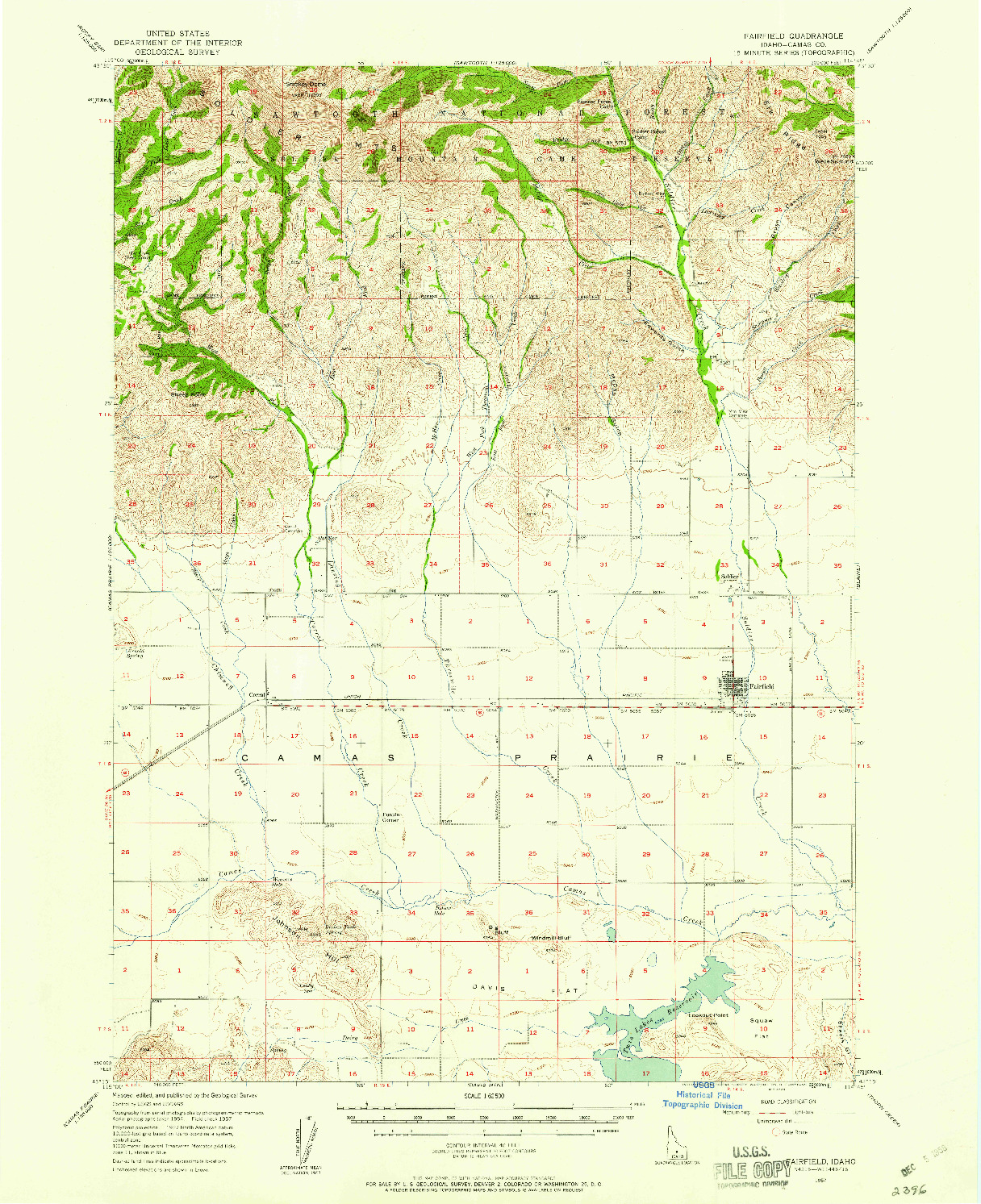 USGS 1:62500-SCALE QUADRANGLE FOR FAIRFIELD, ID 1957