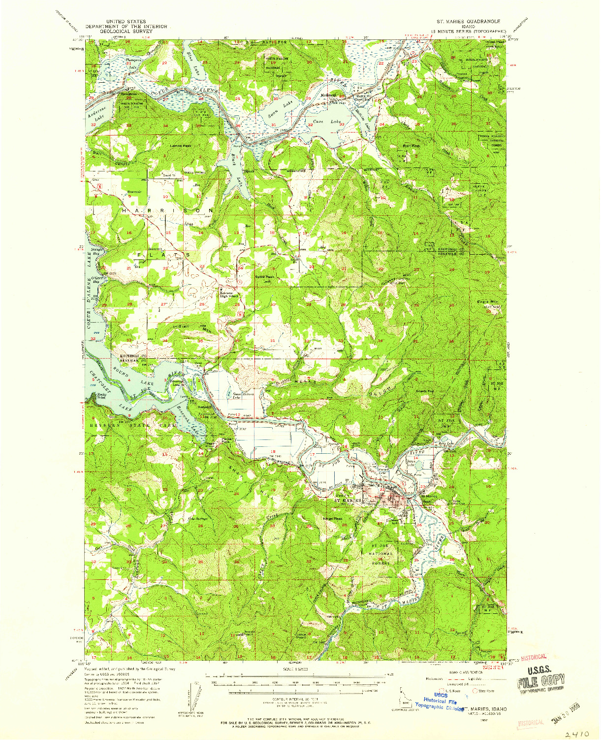 USGS 1:62500-SCALE QUADRANGLE FOR ST. MARIES, ID 1957