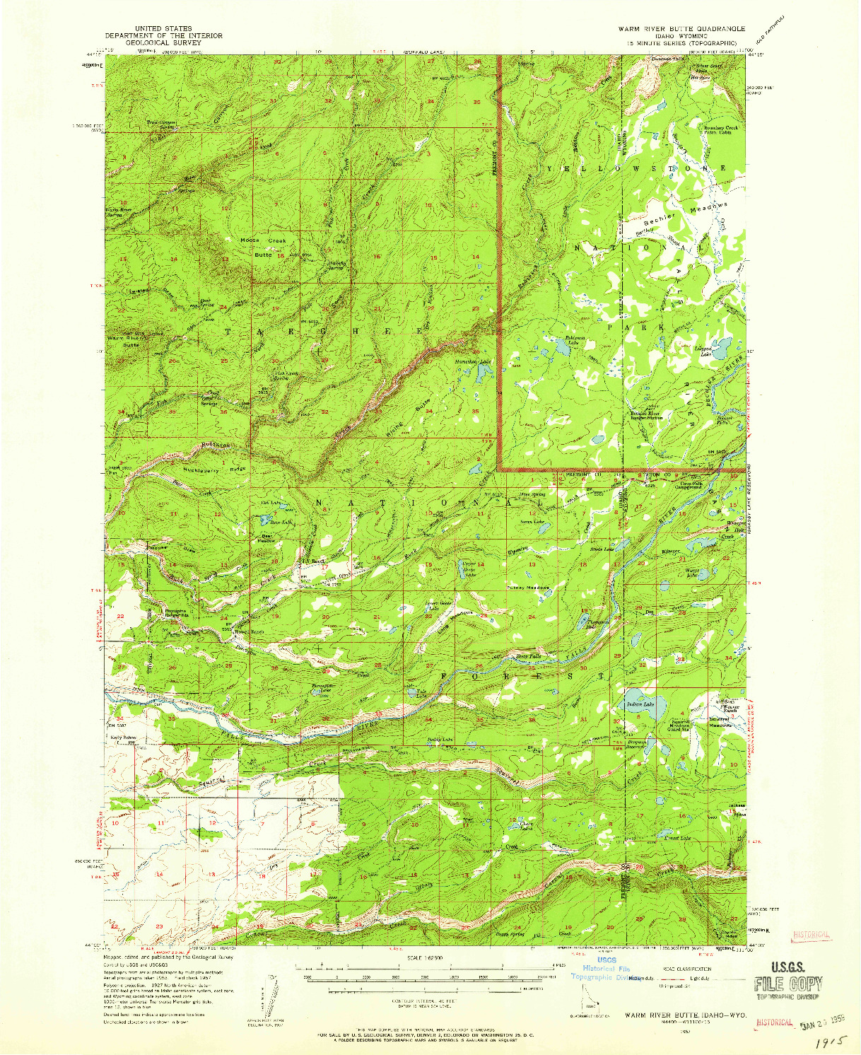 USGS 1:62500-SCALE QUADRANGLE FOR WARM RIVER BUTTE, ID 1957