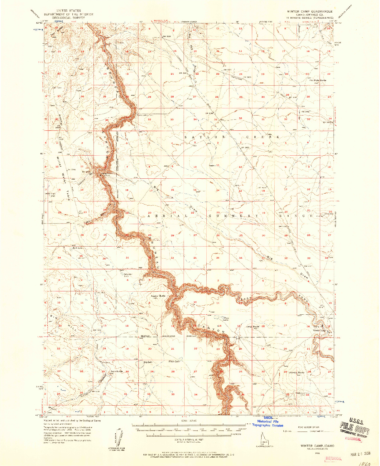 USGS 1:62500-SCALE QUADRANGLE FOR WINTER CAMP, ID 1956