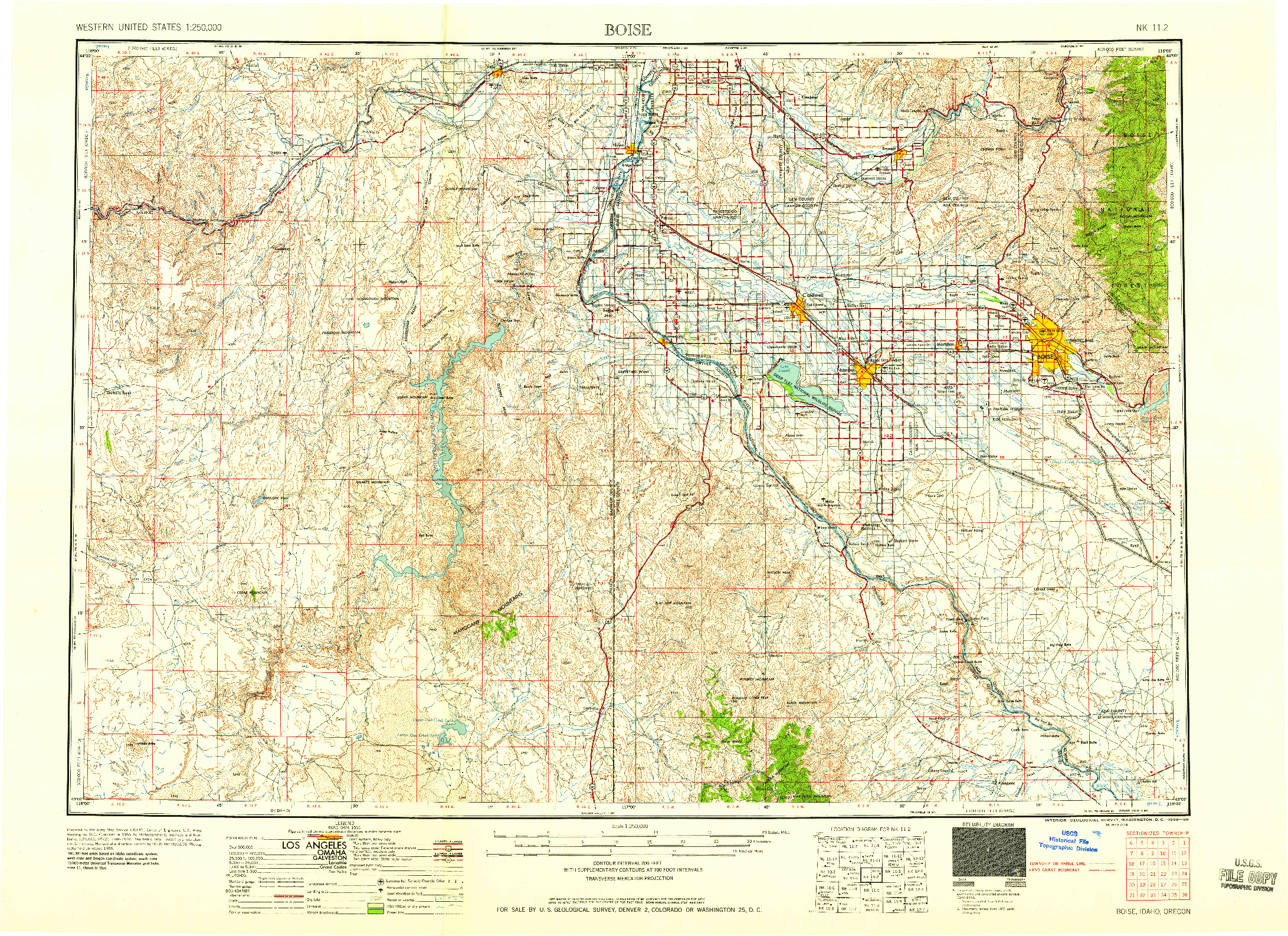 USGS 1:250000-SCALE QUADRANGLE FOR BOISE, ID 1958