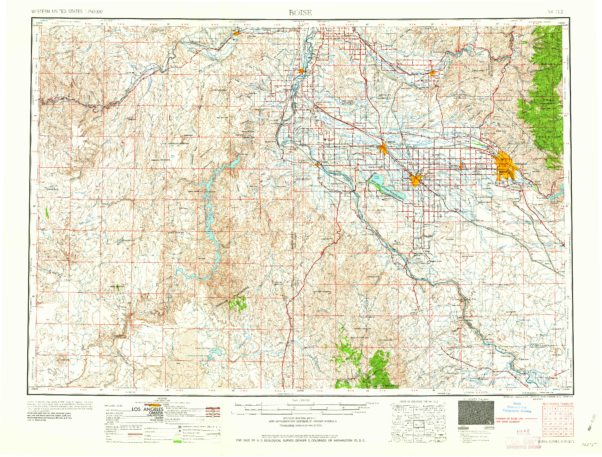 USGS 1:250000-SCALE QUADRANGLE FOR BOISE, ID 1958