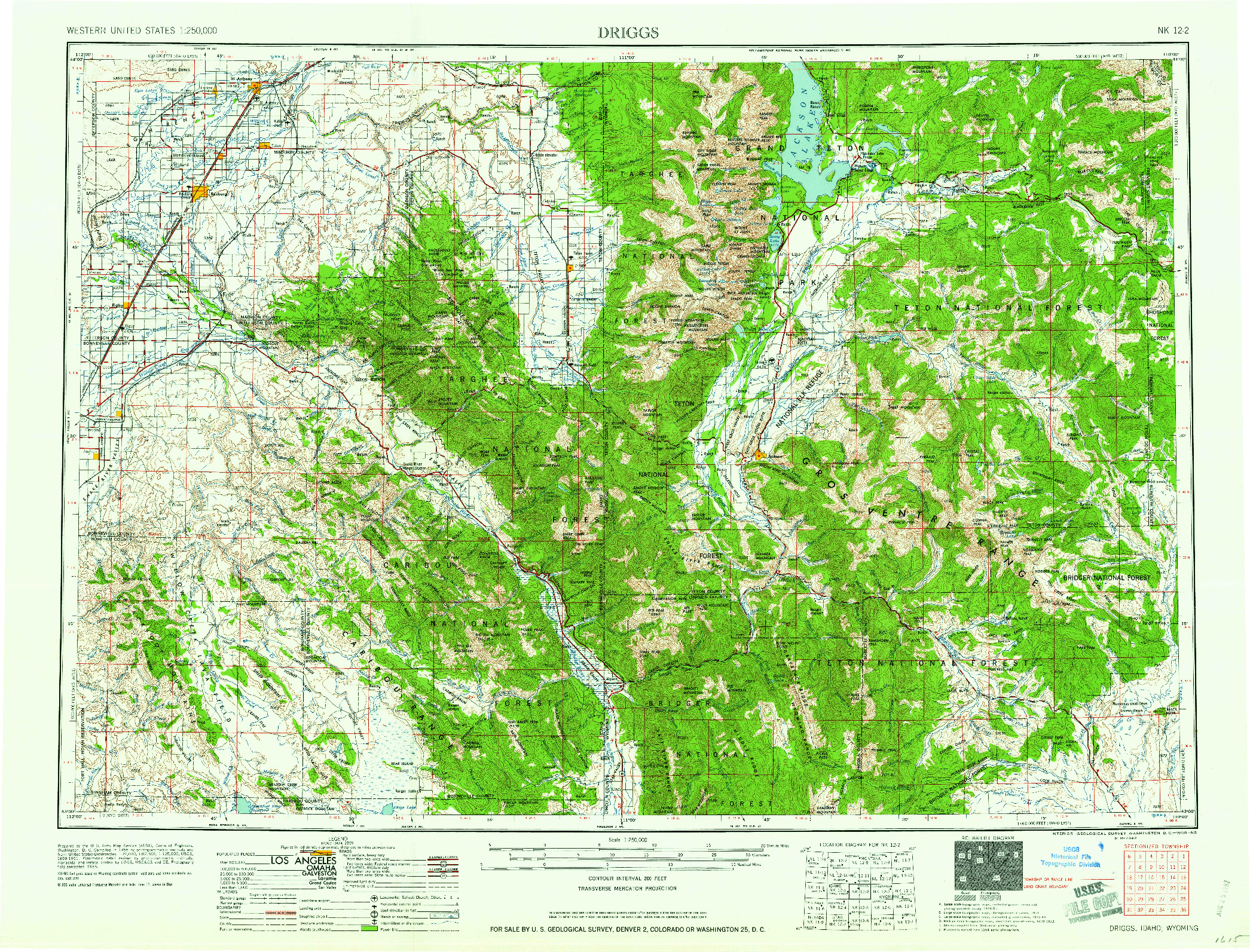 USGS 1:250000-SCALE QUADRANGLE FOR DRIGGS, ID 1958