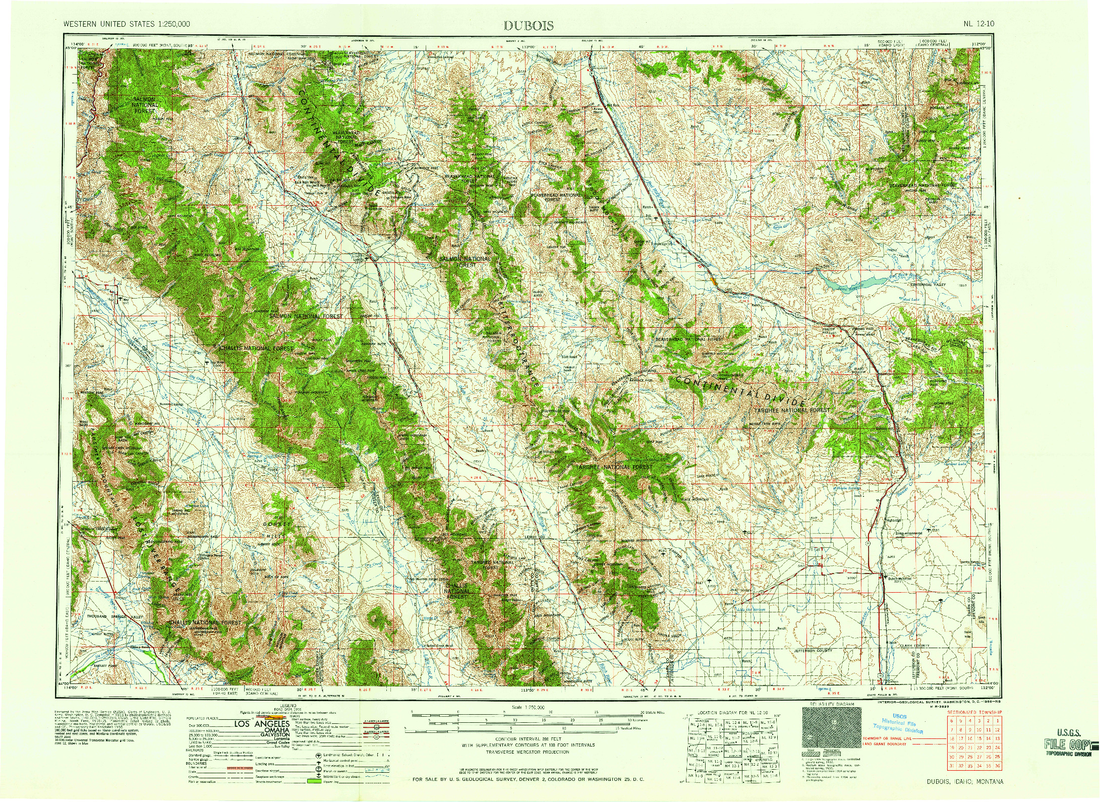 USGS 1:250000-SCALE QUADRANGLE FOR DUBOIS, ID 1958