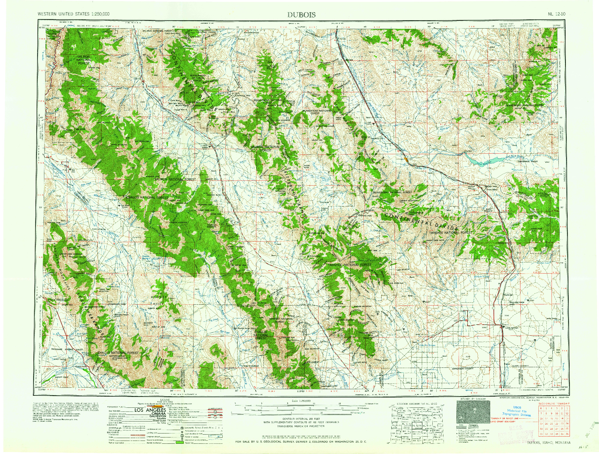 USGS 1:250000-SCALE QUADRANGLE FOR DUBOIS, ID 1958