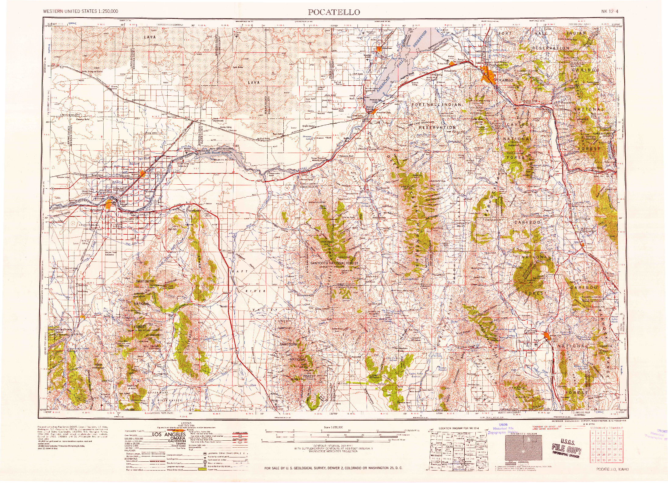 USGS 1:250000-SCALE QUADRANGLE FOR POCATELLO, ID 1958