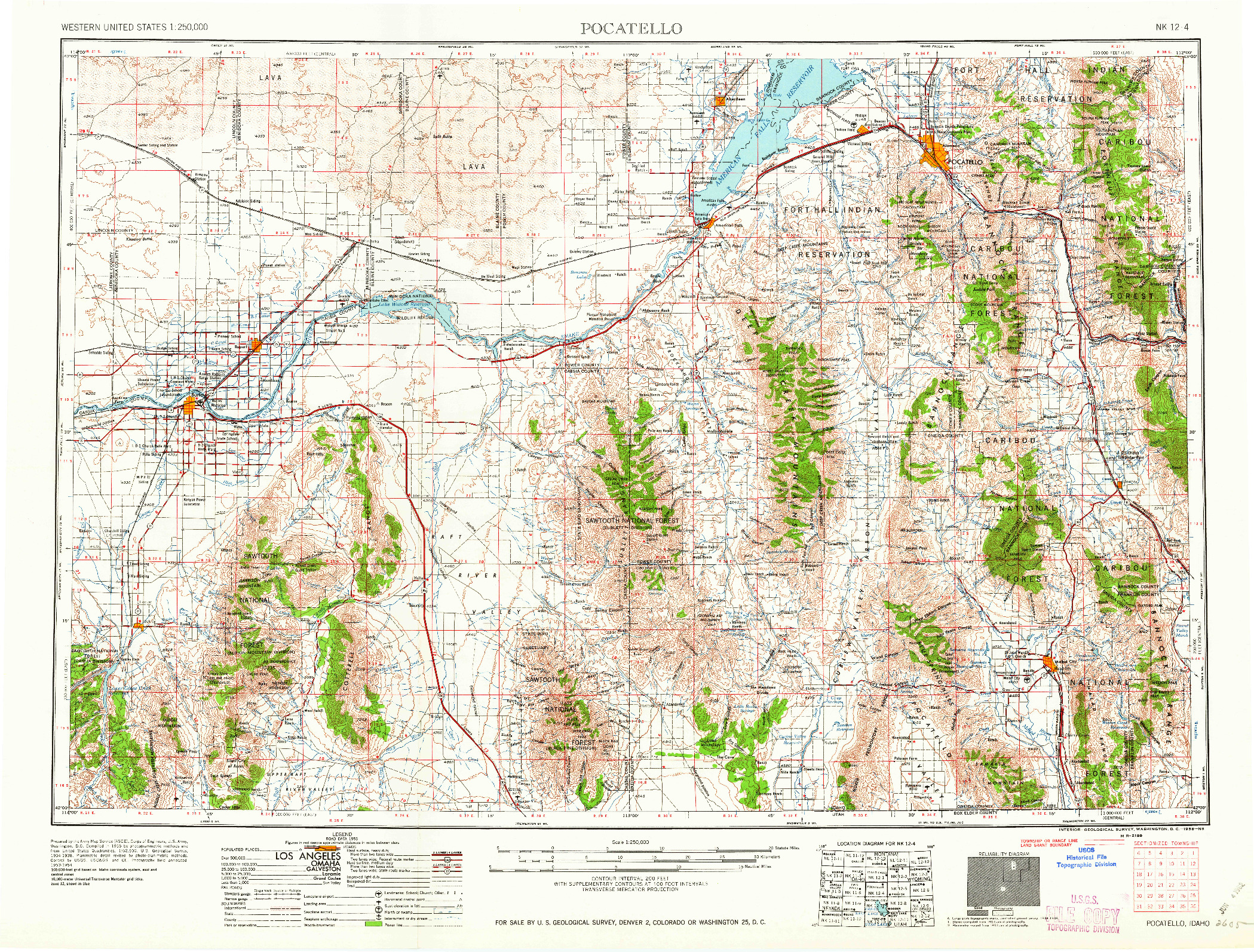 USGS 1:250000-SCALE QUADRANGLE FOR POCATELLO, ID 1958