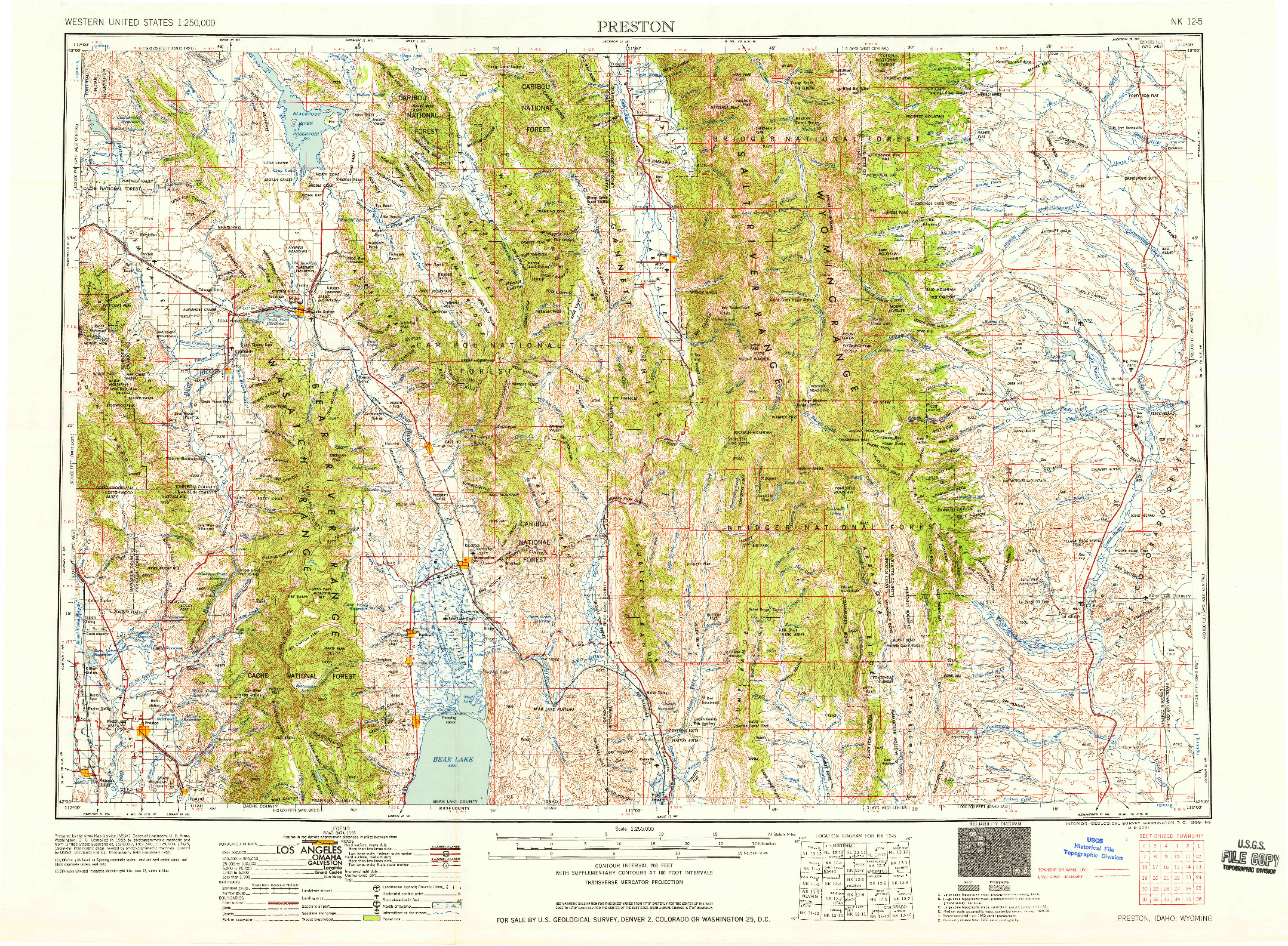 USGS 1:250000-SCALE QUADRANGLE FOR PRESTON, ID 1958