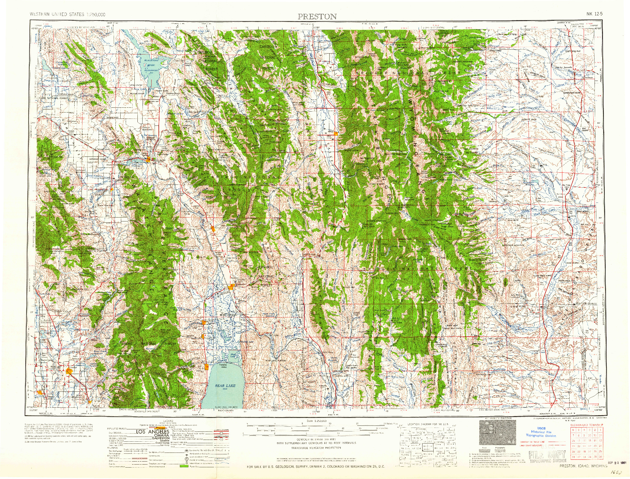 USGS 1:250000-SCALE QUADRANGLE FOR PRESTON, ID 1958