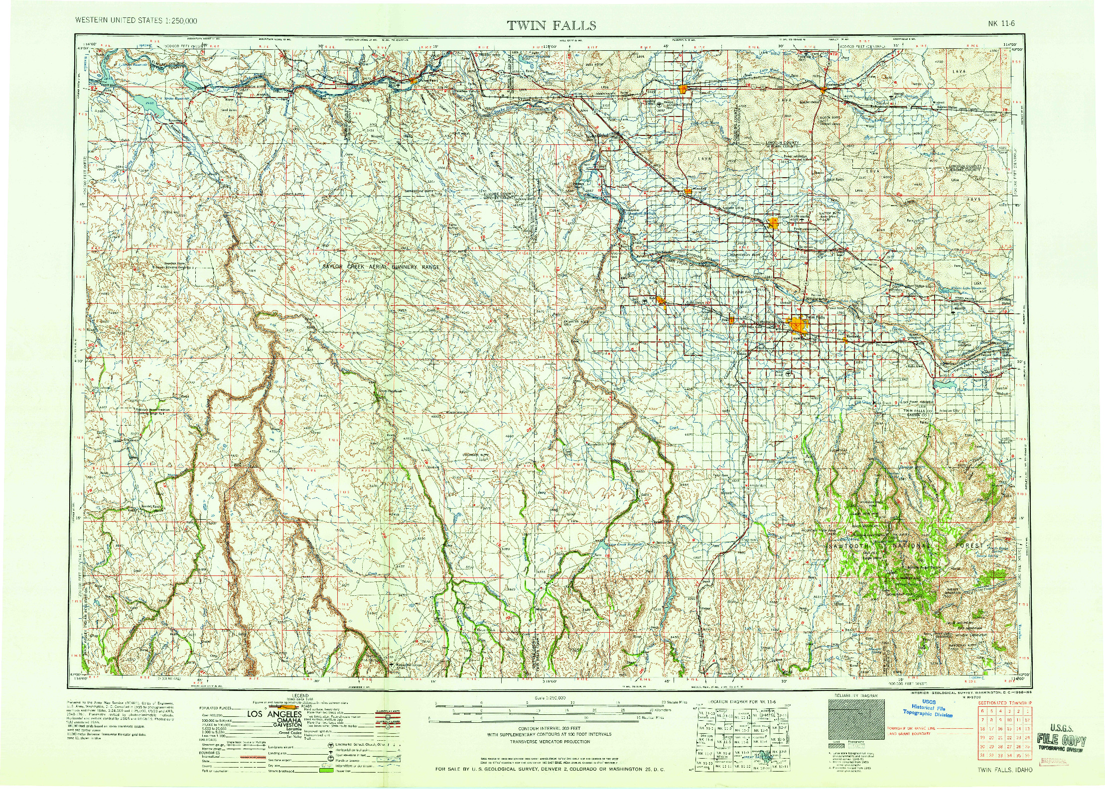 USGS 1:250000-SCALE QUADRANGLE FOR TWIN FALLS, ID 1958