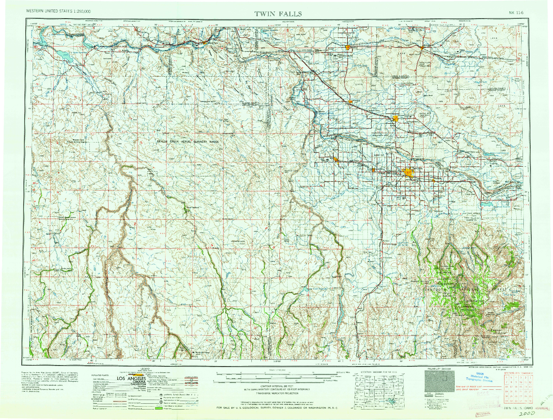 USGS 1:250000-SCALE QUADRANGLE FOR TWIN FALLS, ID 1958