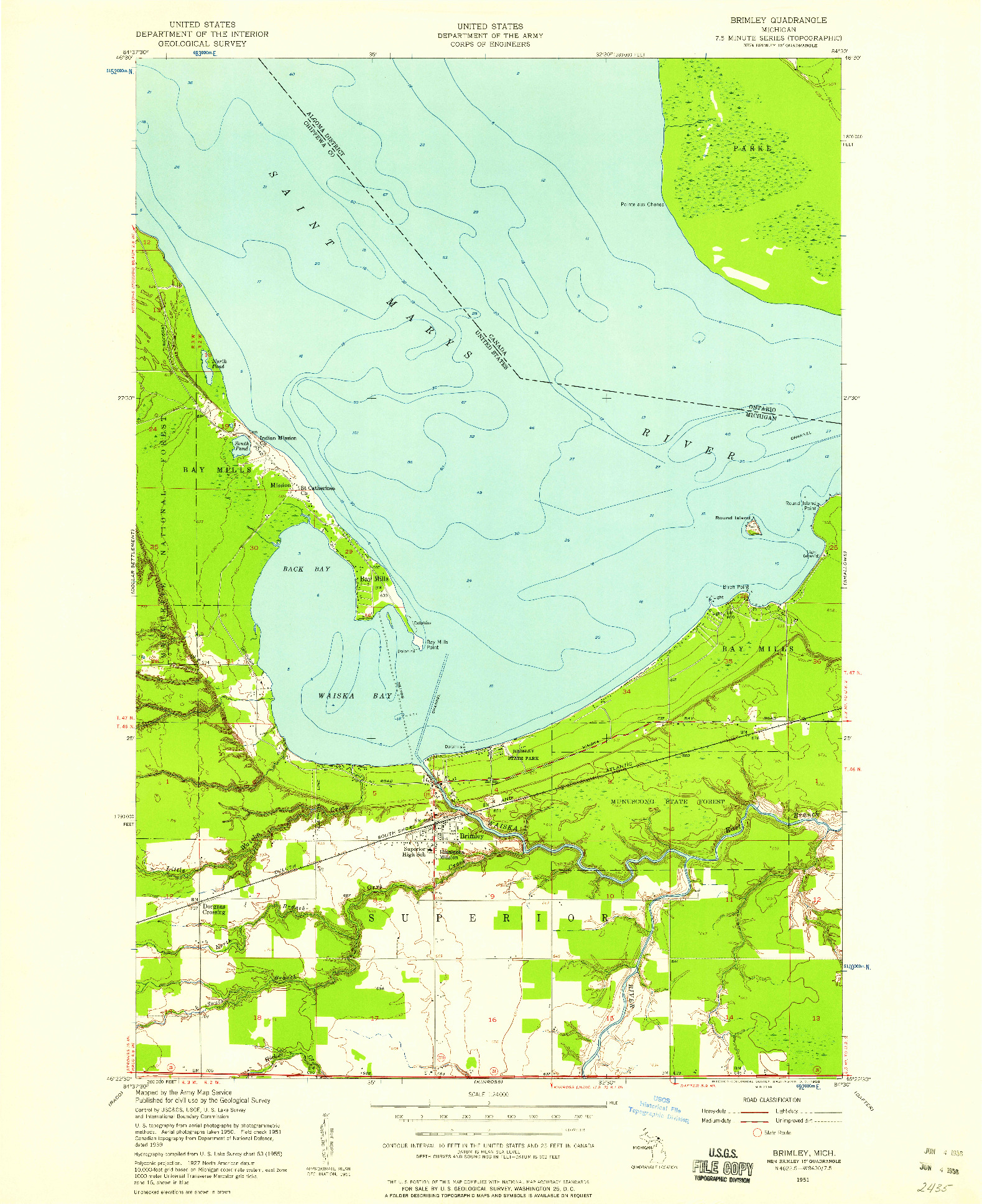 USGS 1:24000-SCALE QUADRANGLE FOR BRIMLEY, MI 1951