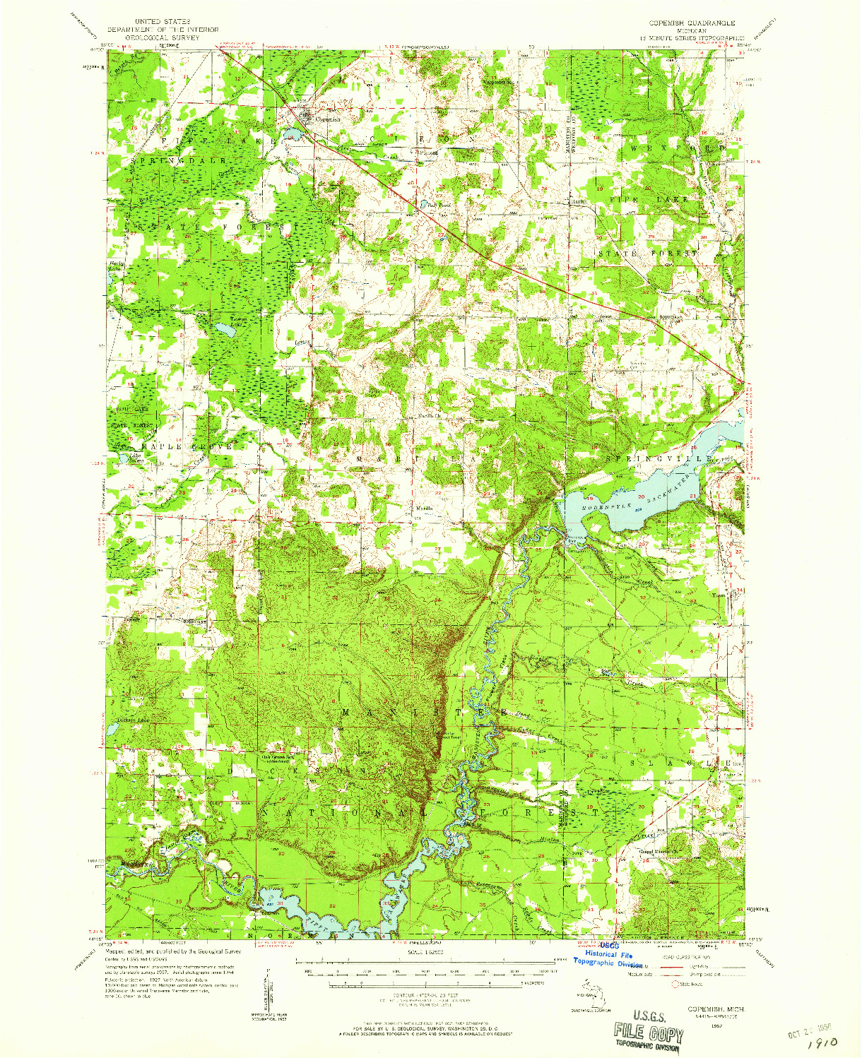 USGS 1:62500-SCALE QUADRANGLE FOR COPEMISH, MI 1957
