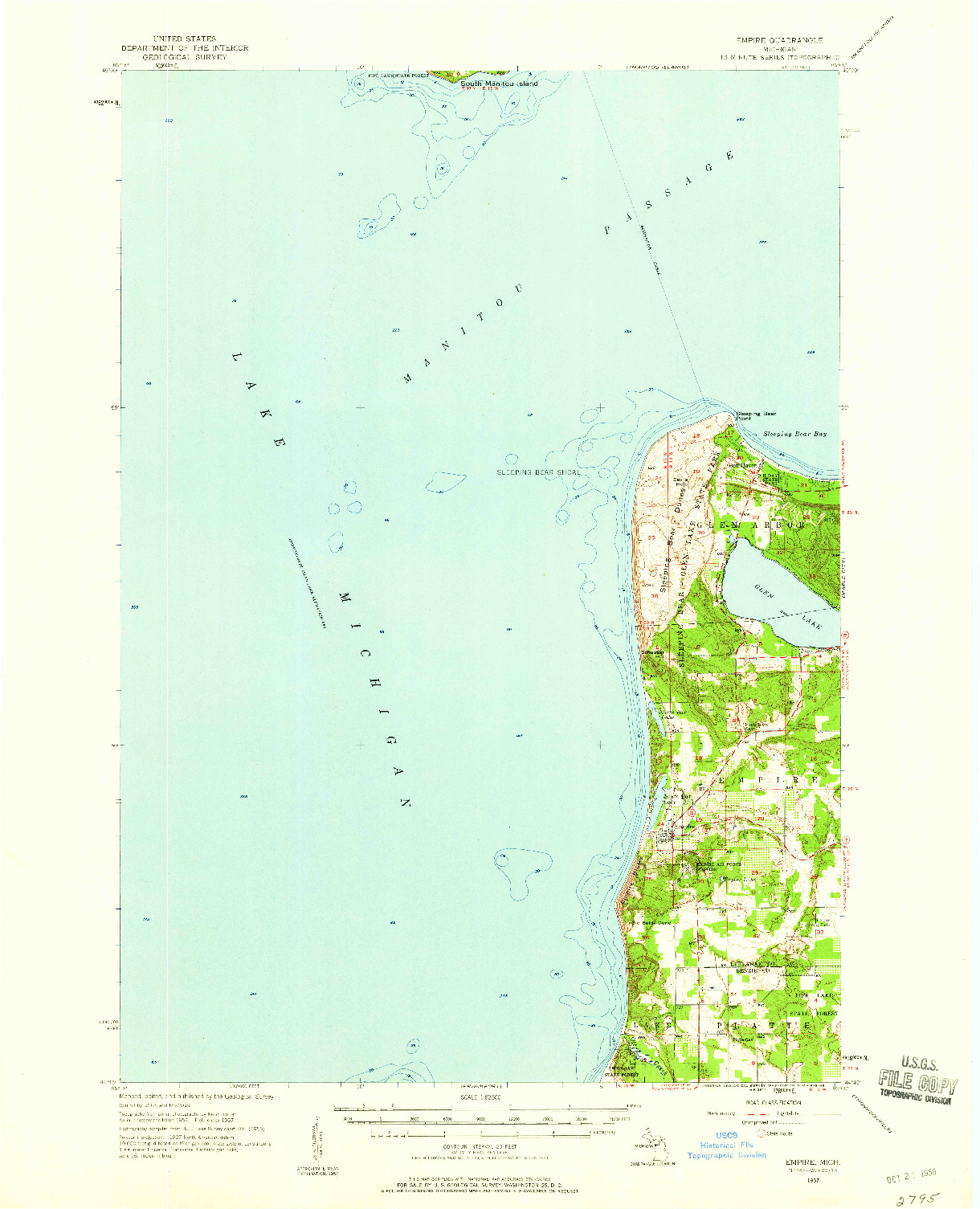USGS 1:62500-SCALE QUADRANGLE FOR EMPIRE, MI 1957