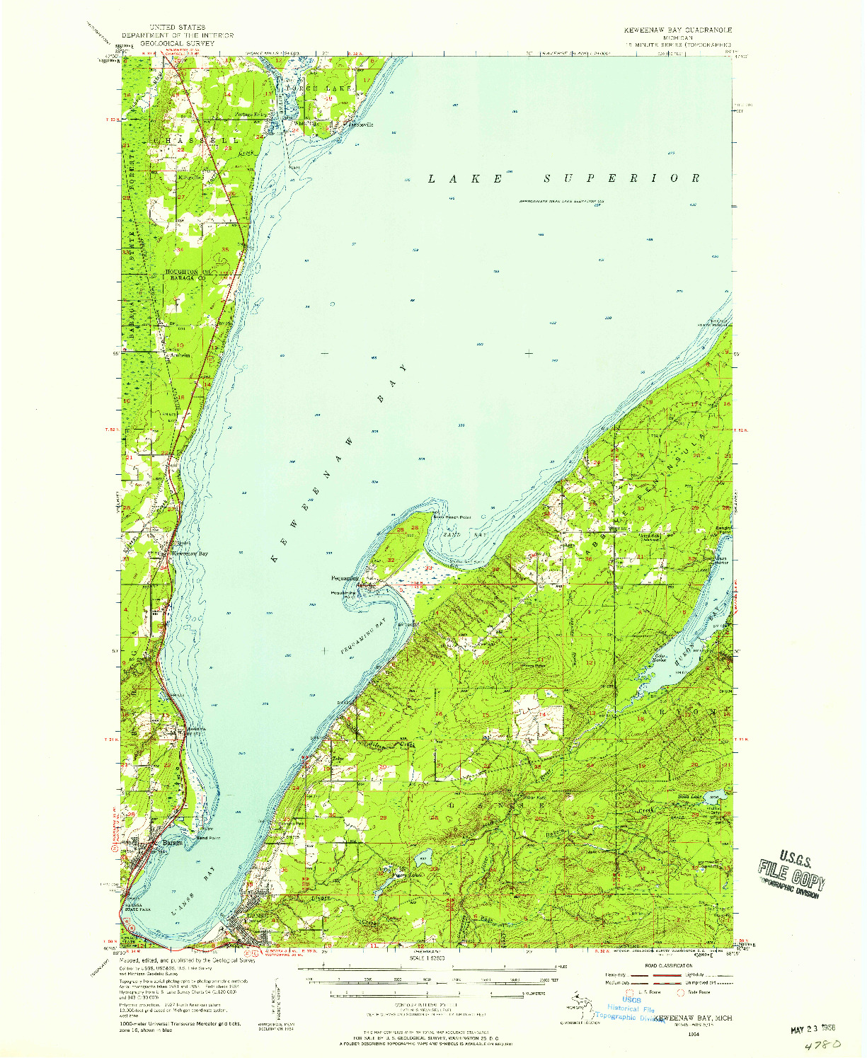 USGS 1:62500-SCALE QUADRANGLE FOR KEWEENAW BAY, MI 1954