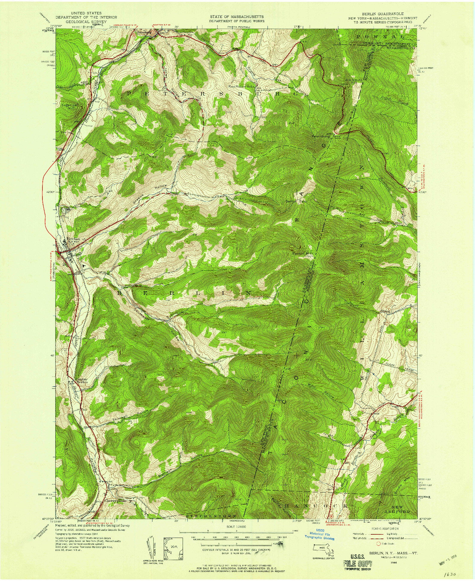 USGS 1:24000-SCALE QUADRANGLE FOR BERLIN, NY 1944