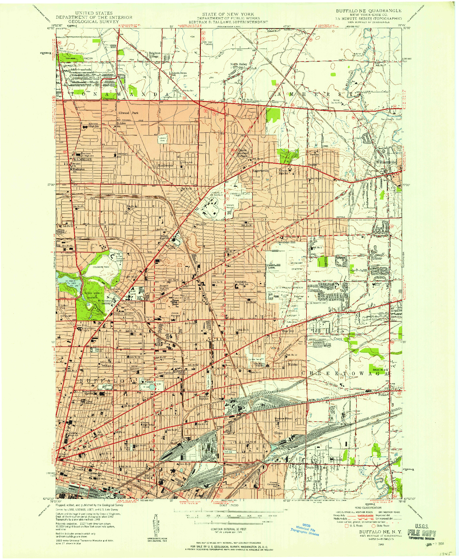 USGS 1:24000-SCALE QUADRANGLE FOR BUFFALO NE, NY 1948