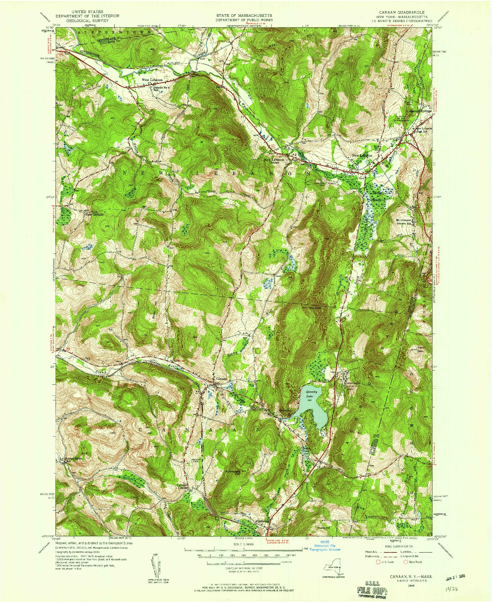 USGS 1:24000-SCALE QUADRANGLE FOR CANAAN, NY 1946