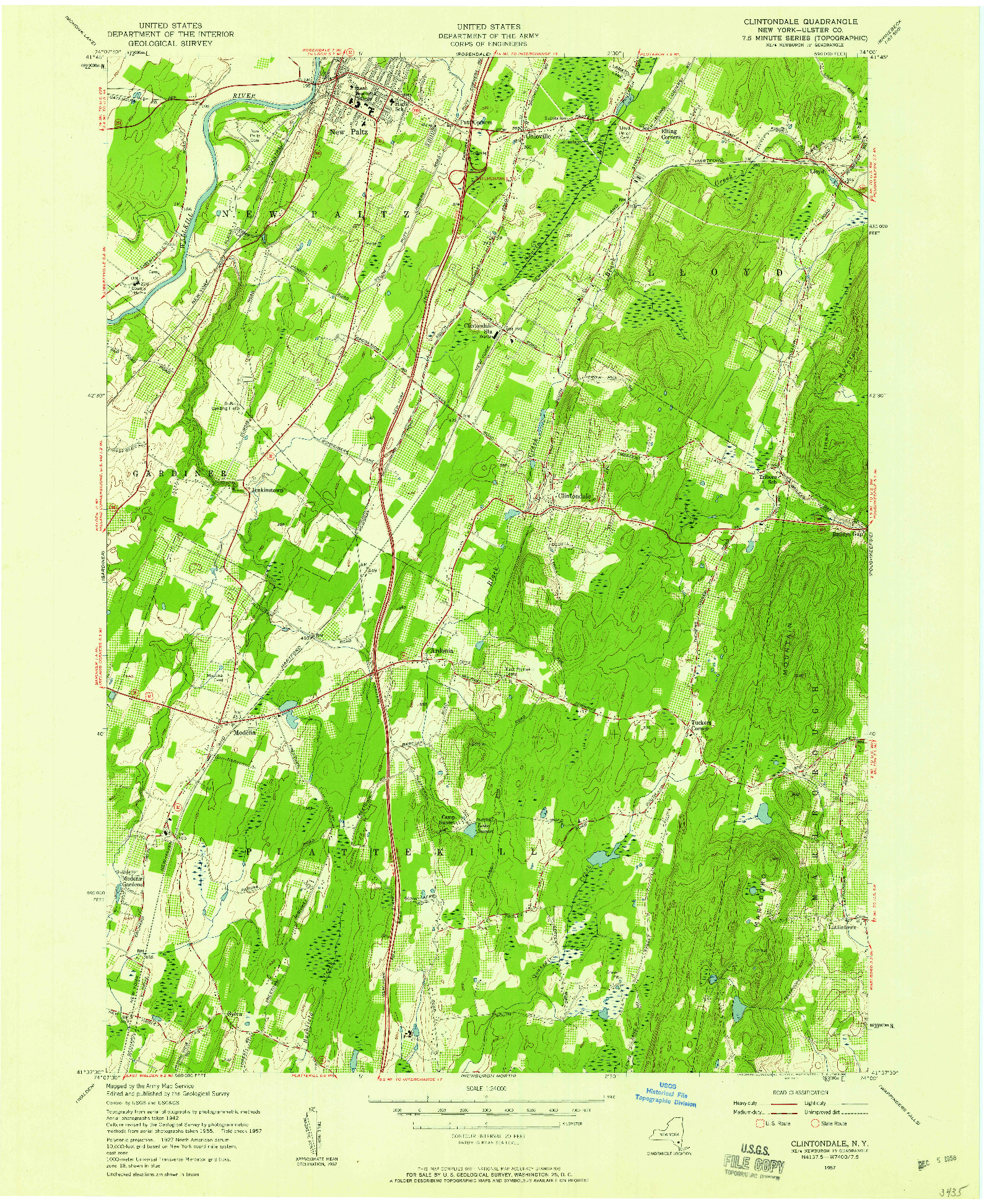 USGS 1:24000-SCALE QUADRANGLE FOR CLINTONDALE, NY 1957