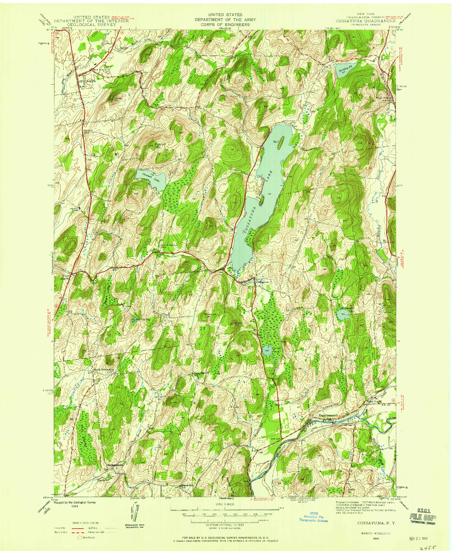 USGS 1:24000-SCALE QUADRANGLE FOR COSSAYUNA, NY 1944