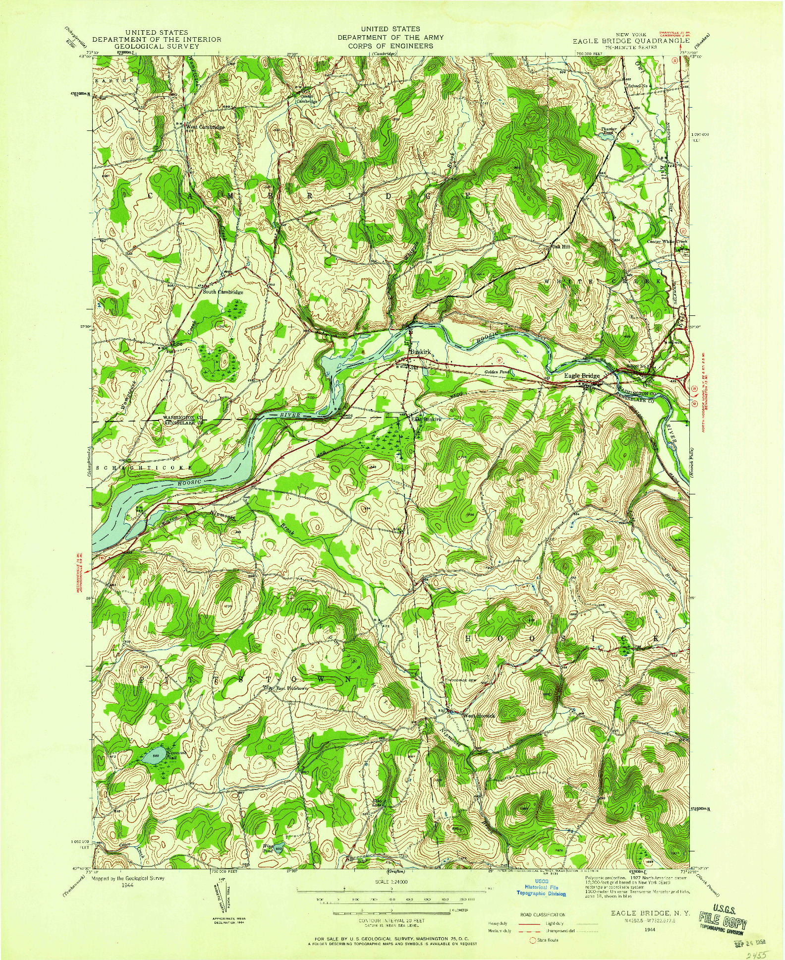 USGS 1:24000-SCALE QUADRANGLE FOR EAGLE BRIDGE, NY 1944