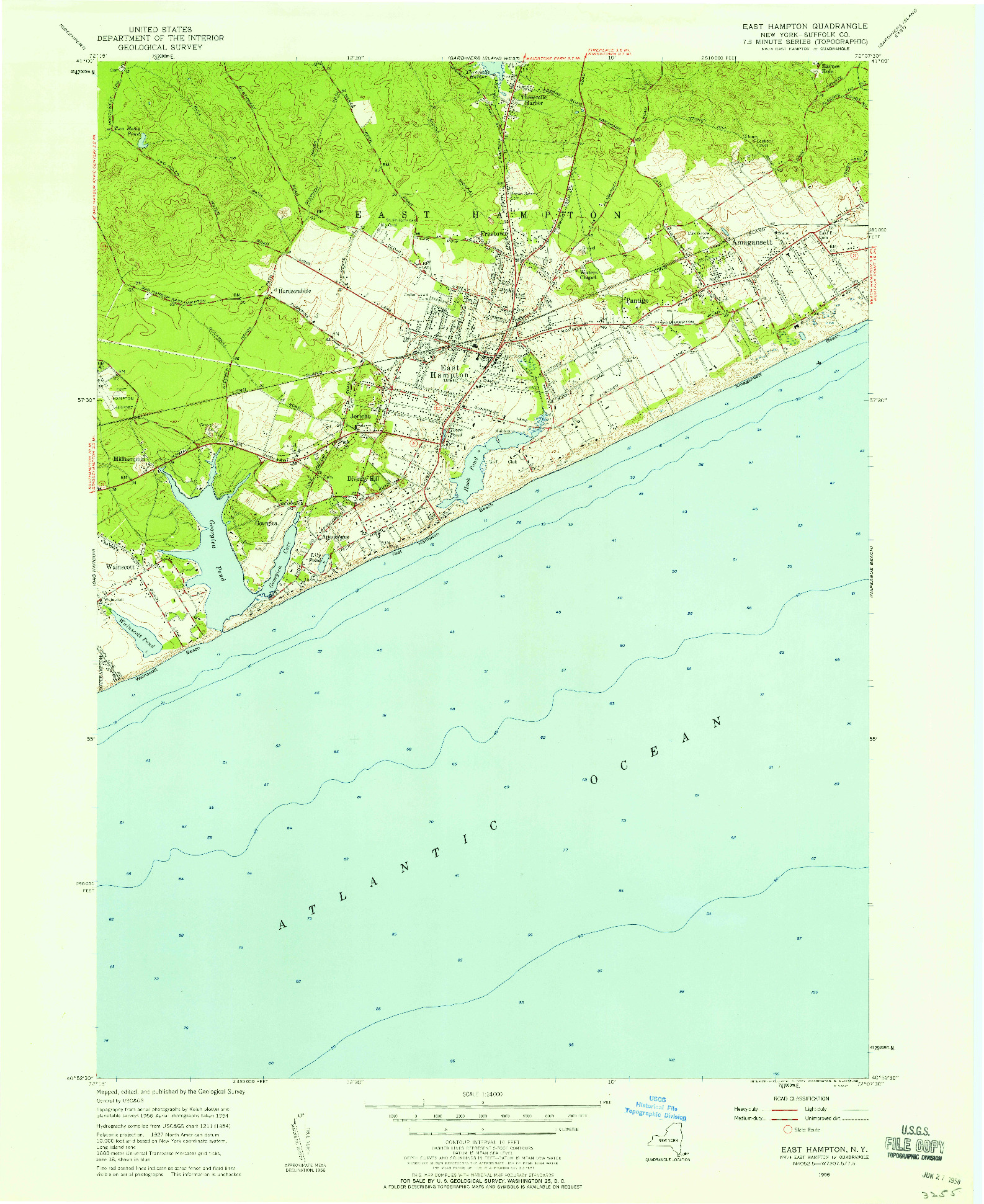 USGS 1:24000-SCALE QUADRANGLE FOR EAST HAMPTON, NY 1956