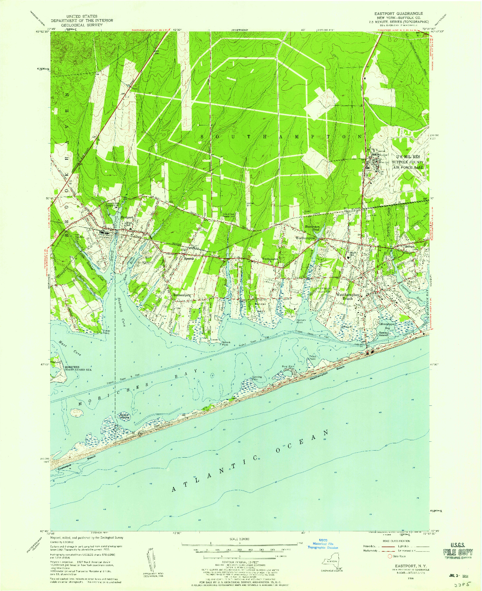USGS 1:24000-SCALE QUADRANGLE FOR EASTPORT, NY 1956