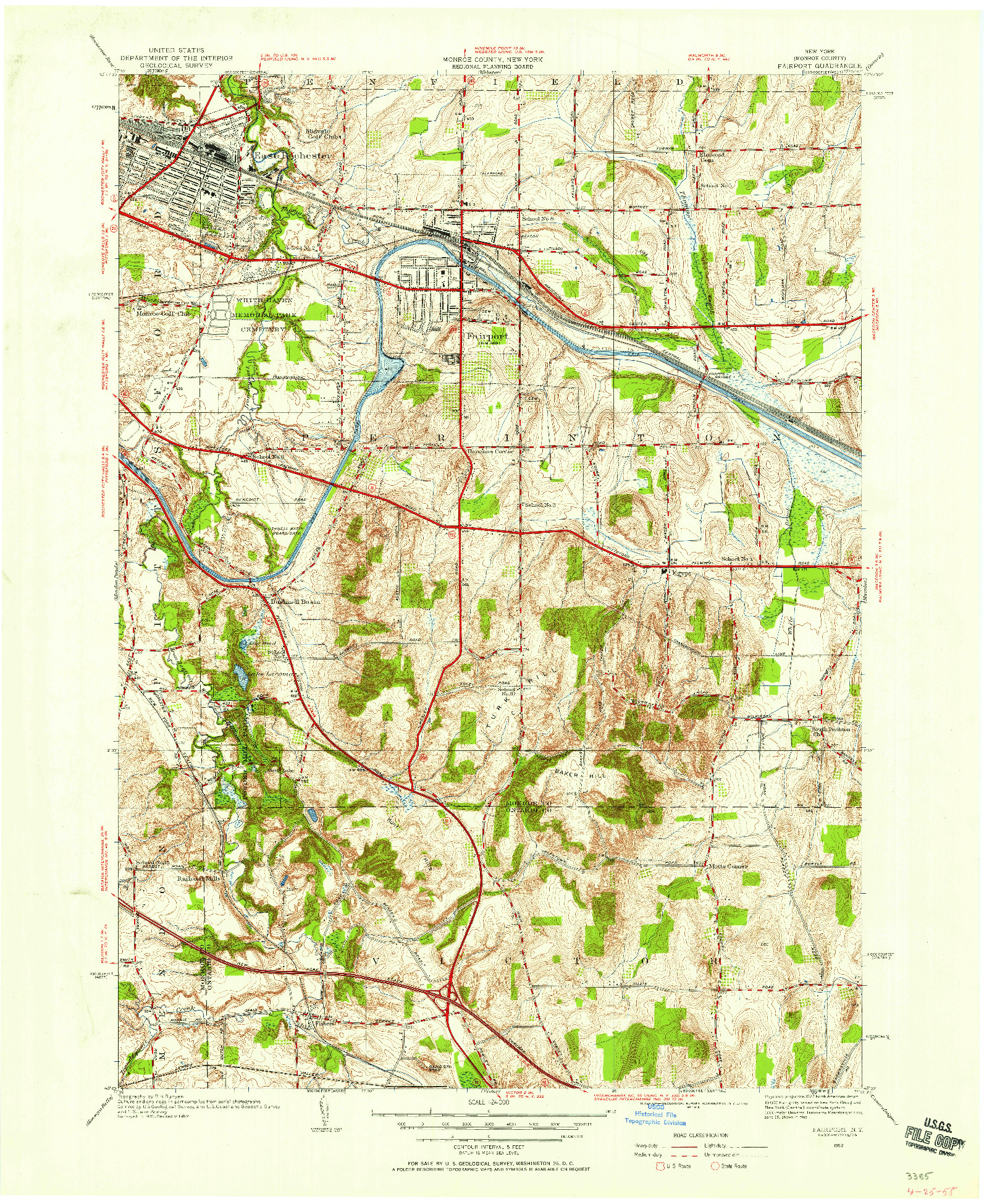 USGS 1:24000-SCALE QUADRANGLE FOR FAIRPORT, NY 1952