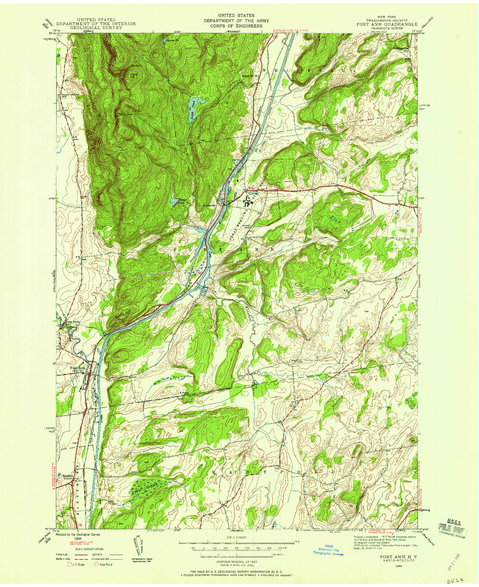 USGS 1:24000-SCALE QUADRANGLE FOR FORT ANN, NY 1944