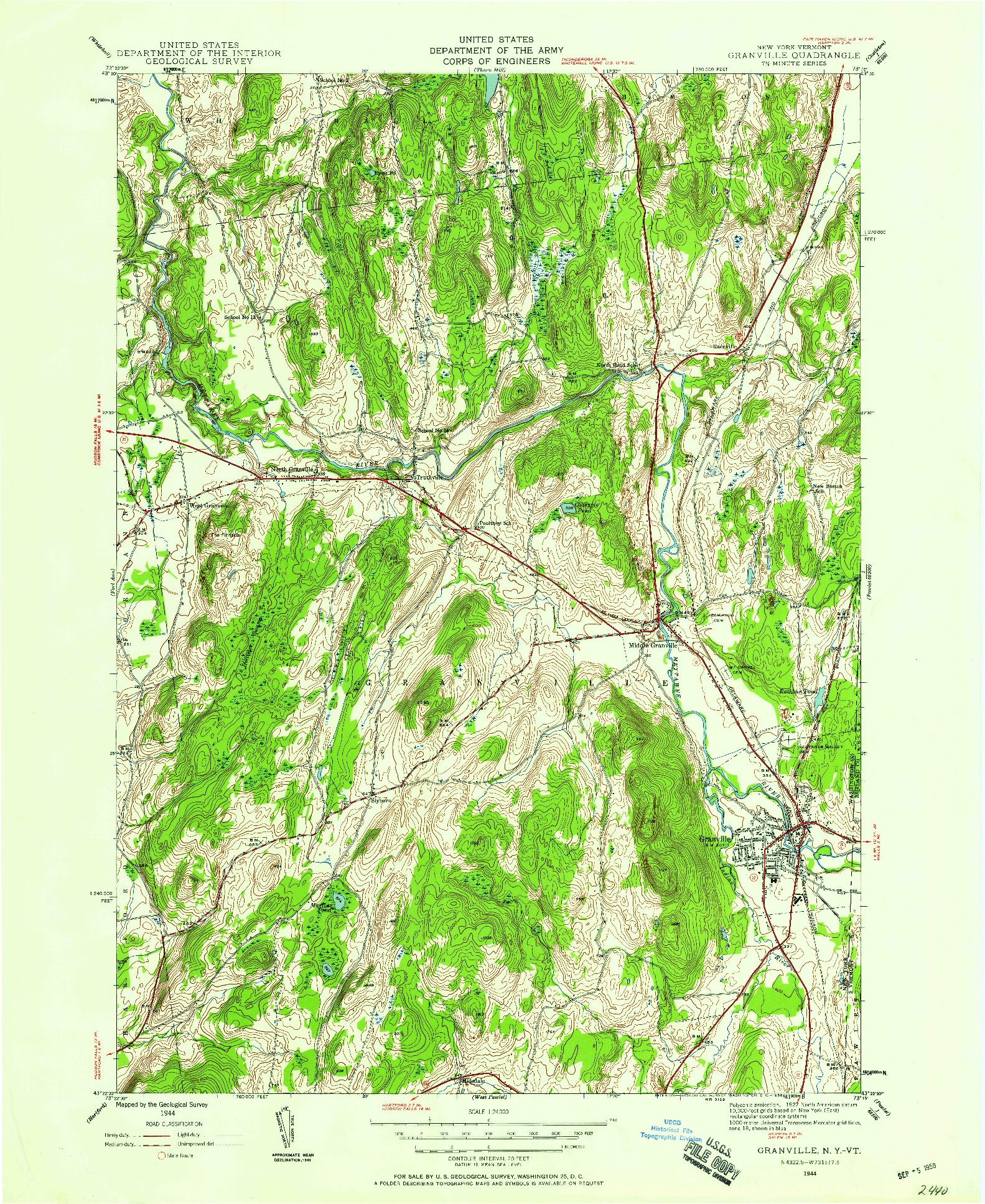 USGS 1:24000-SCALE QUADRANGLE FOR GRANVILLE, NY 1944