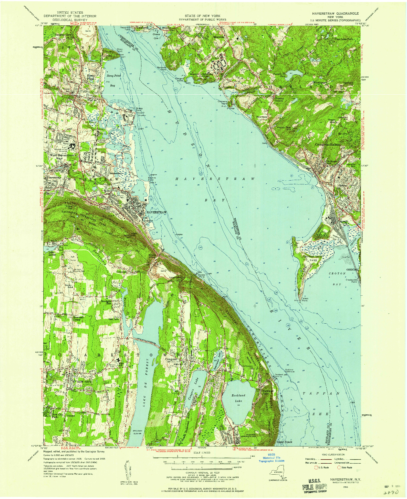 USGS 1:24000-SCALE QUADRANGLE FOR HAVERSTRAW, NY 1955