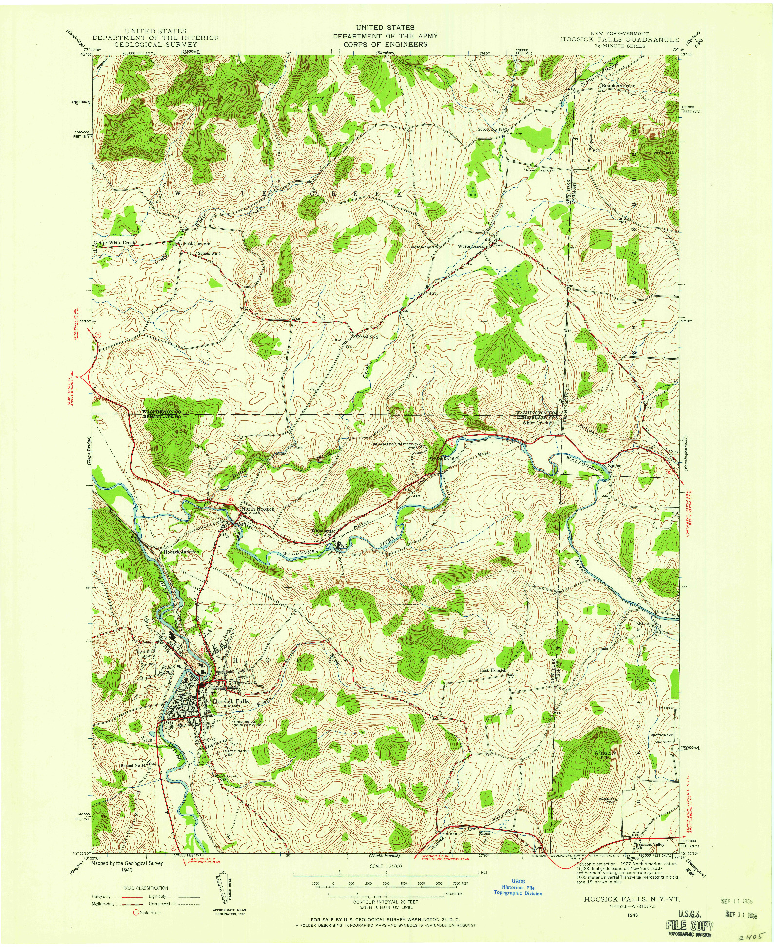 USGS 1:24000-SCALE QUADRANGLE FOR HOOSICK FALLS, NY 1943