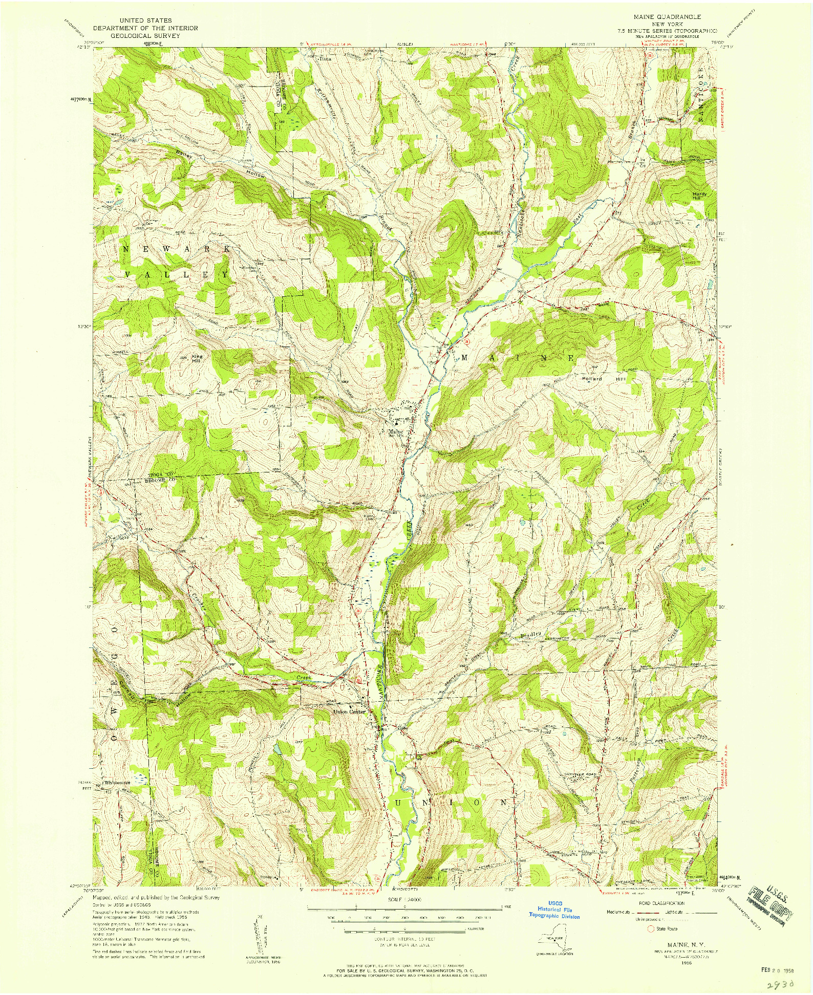 USGS 1:24000-SCALE QUADRANGLE FOR MAINE, NY 1956