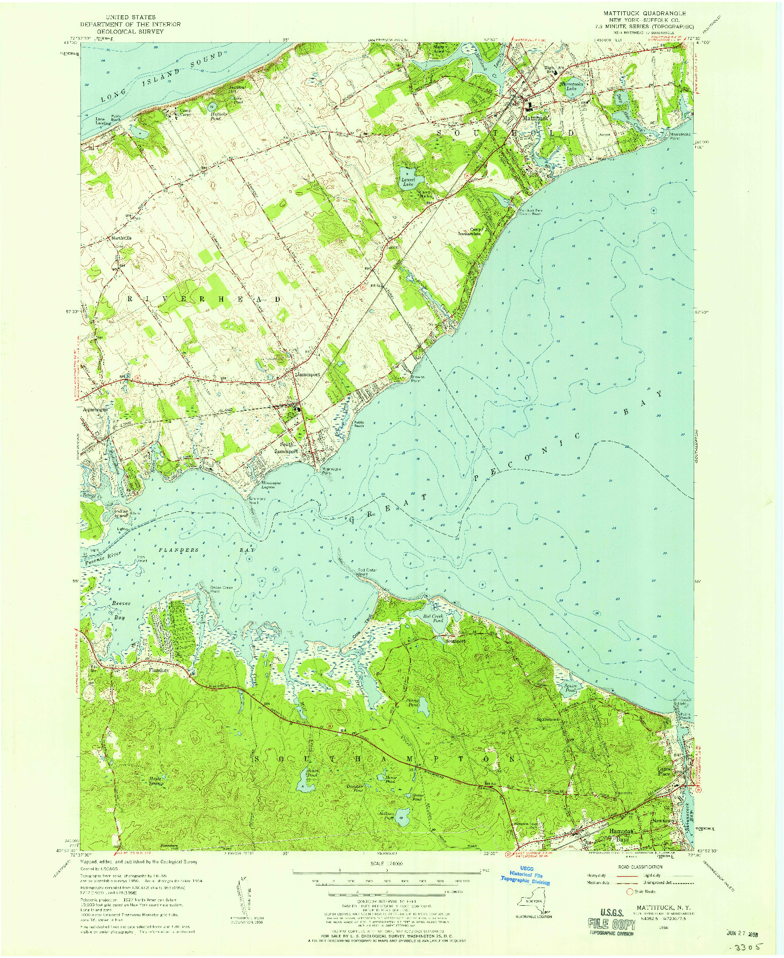 USGS 1:24000-SCALE QUADRANGLE FOR MATTITUCK, NY 1956